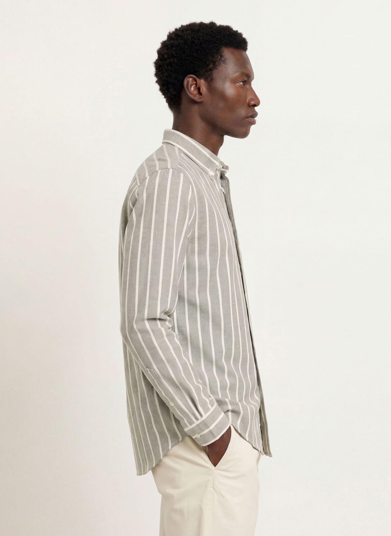 TOMMY HILFIGER Flanellen overhemd, regular fit: KAKI / ECRU