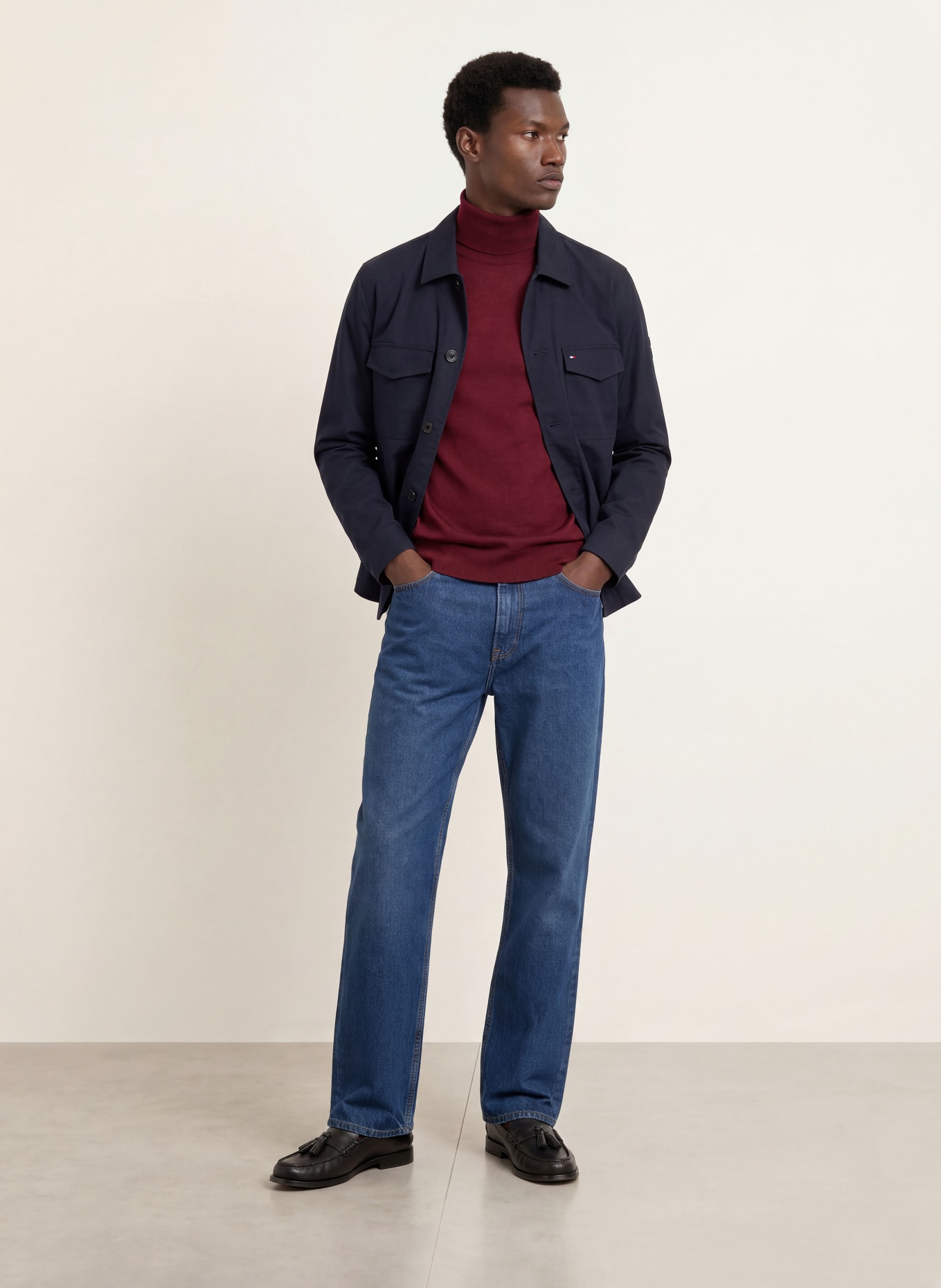 TOMMY HILFIGER Rollkragenpullover: DUNKELROT