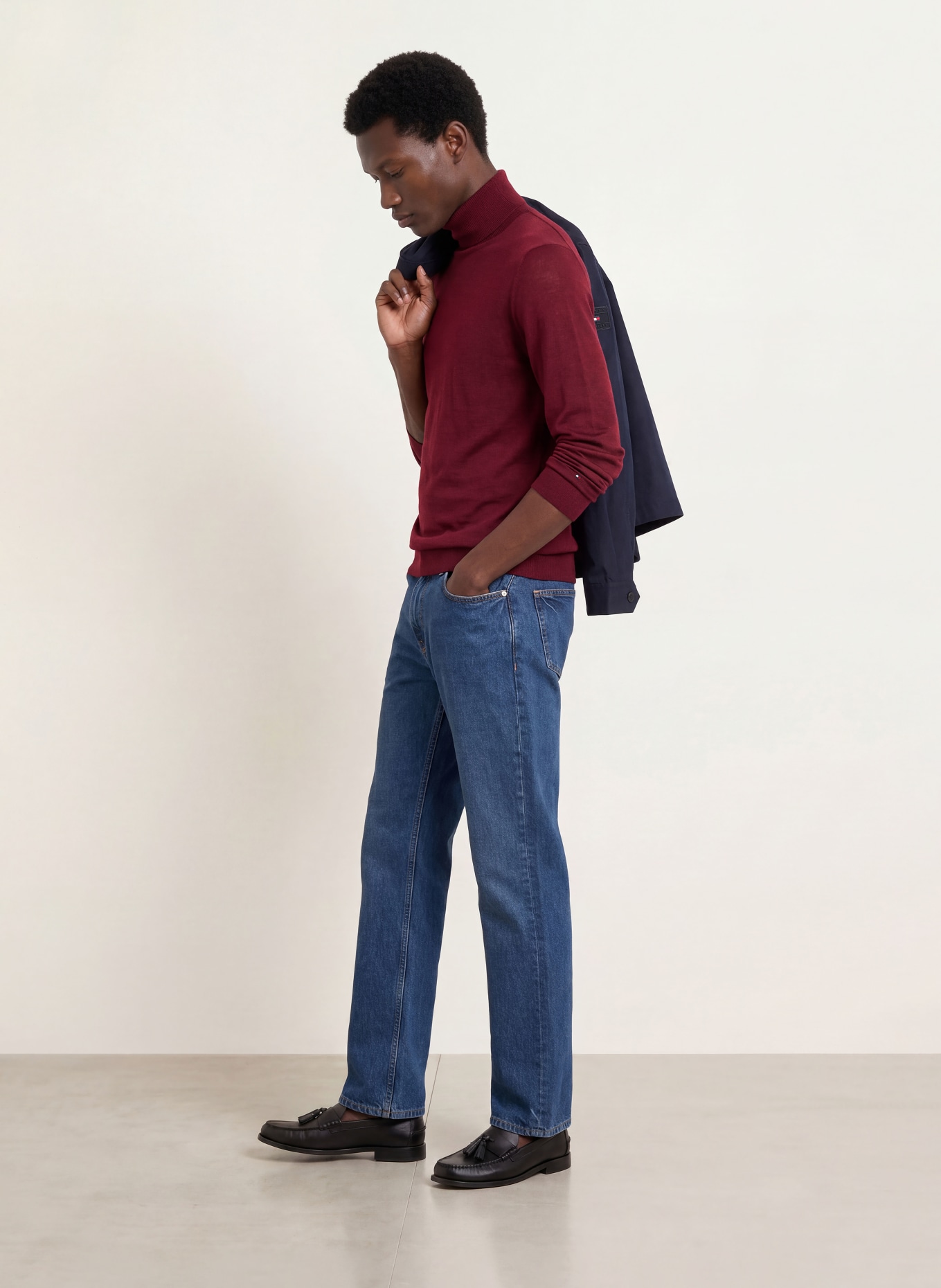 TOMMY HILFIGER Rollkragenpullover: DUNKELROT
