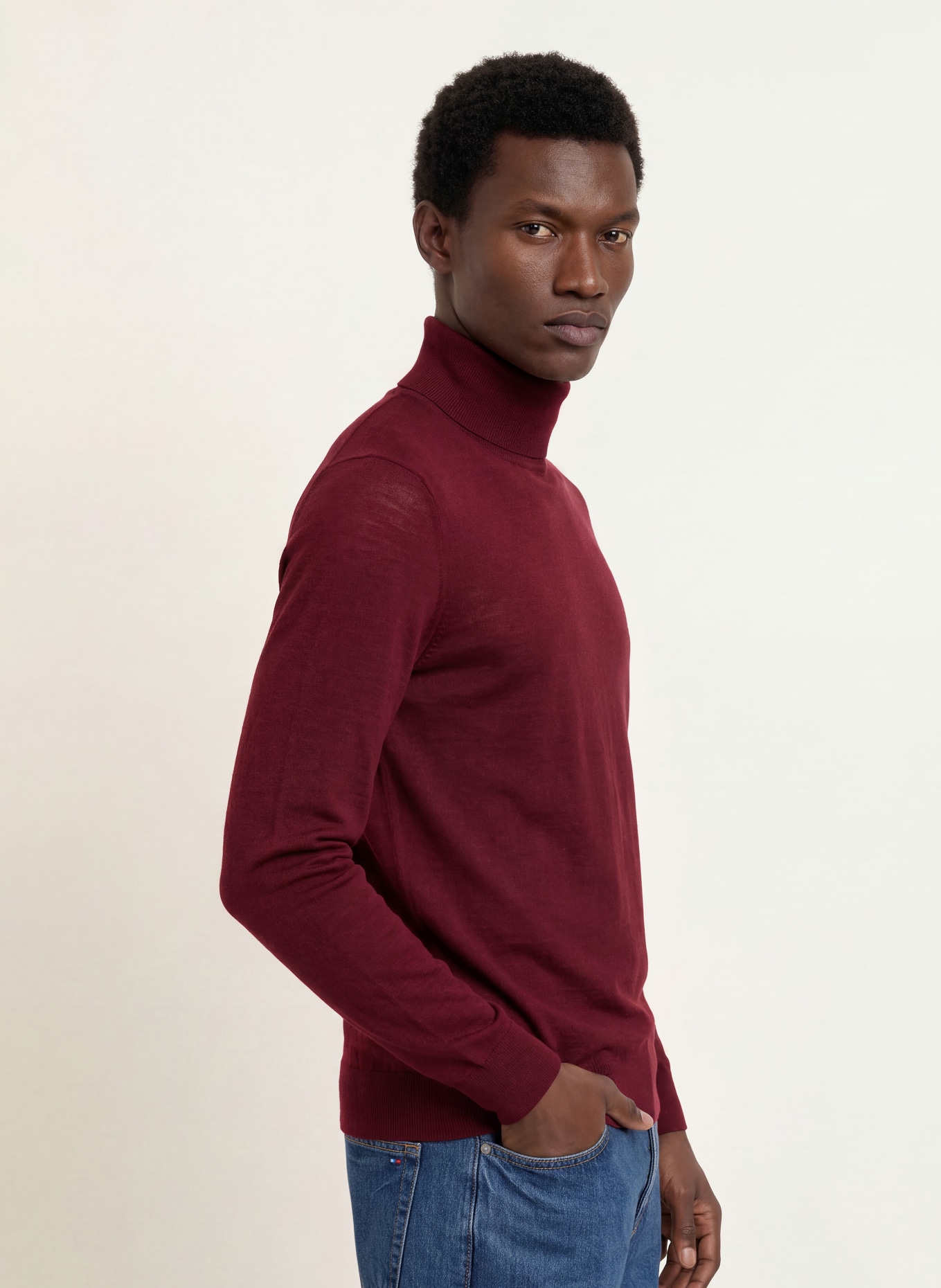 TOMMY HILFIGER Rollkragenpullover: DUNKELROT
