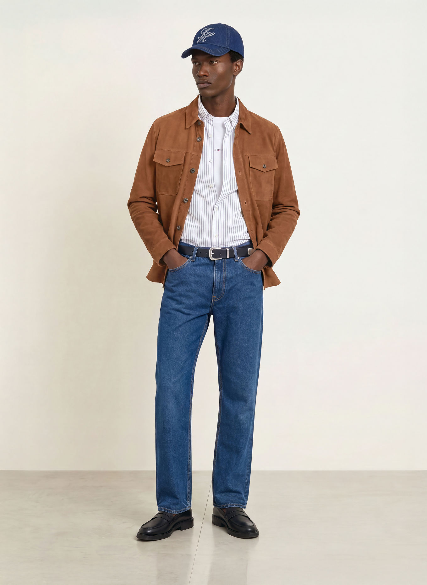 TOMMY HILFIGER Surveste en cuir: COGNAC