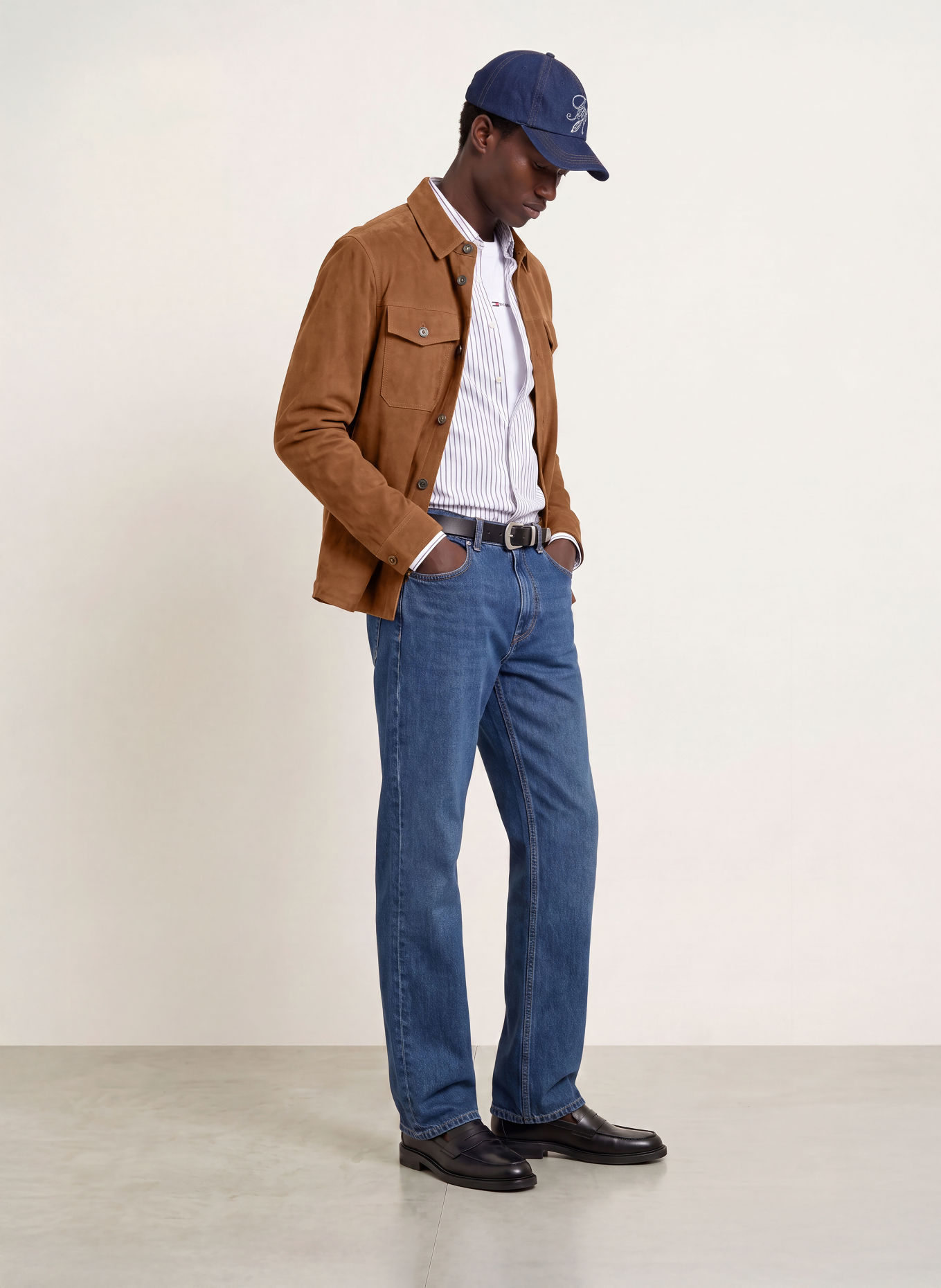 TOMMY HILFIGER Surveste en cuir: COGNAC