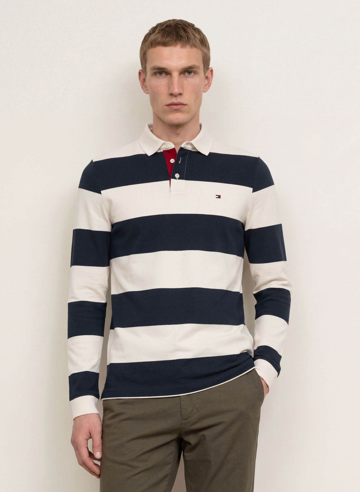 TOMMY HILFIGER Rugbyskjorta: MÖRKBLÅ / VIT