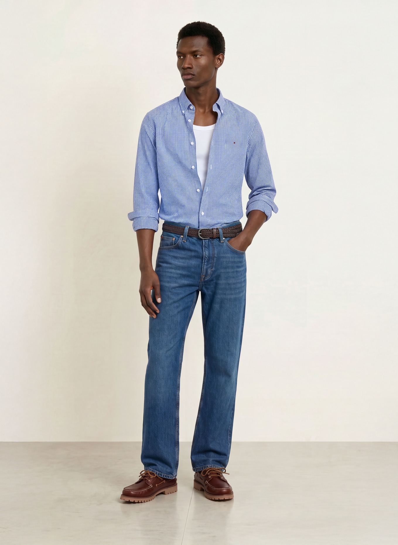 TOMMY HILFIGER Comfort Fit Shirt: BLUE / WHITE