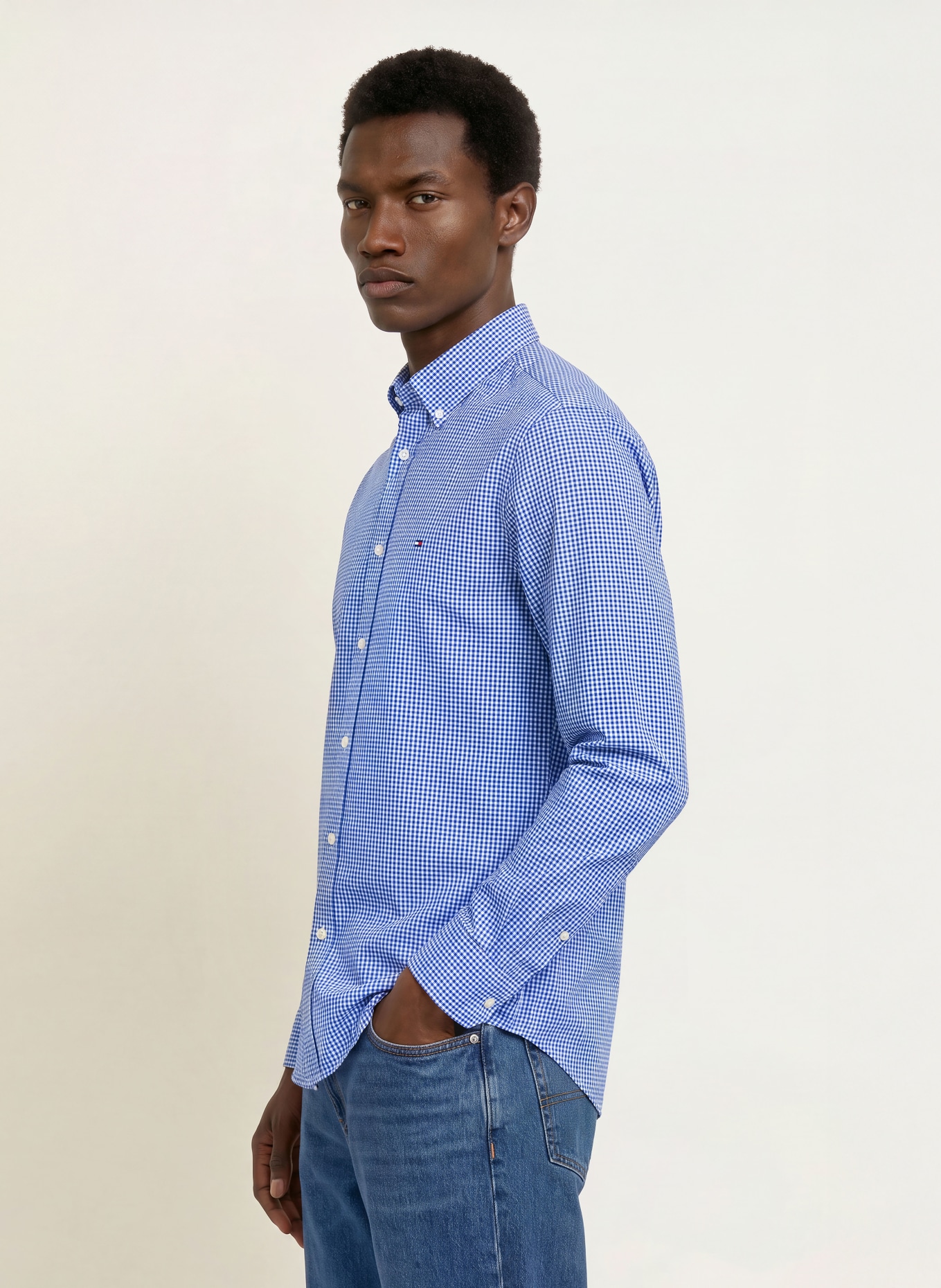 TOMMY HILFIGER Comfort Fit Shirt: BLUE / WHITE