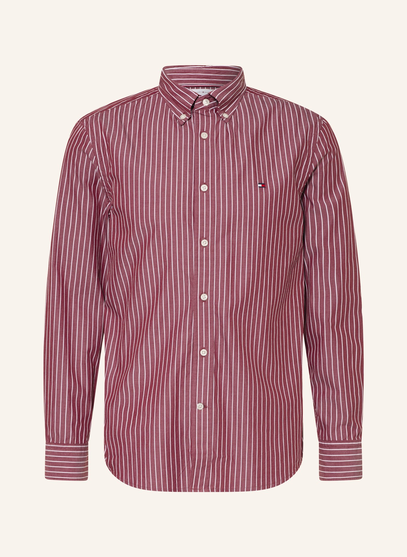 TOMMY HILFIGER Hemd Comfort Fit: DUNKELROT / WEISS