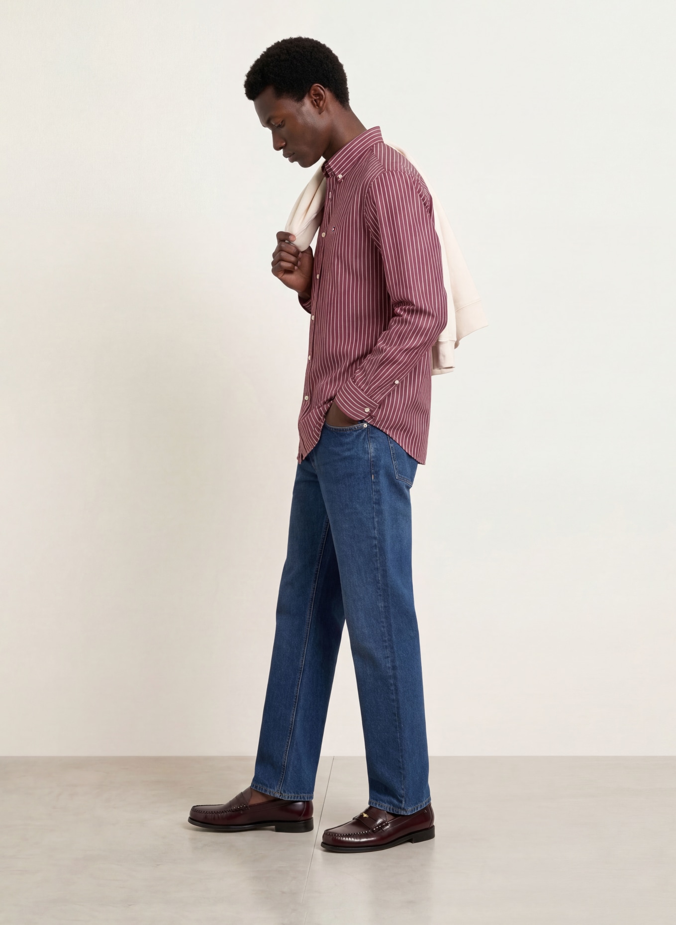 TOMMY HILFIGER Hemd Comfort Fit: DUNKELROT / WEISS