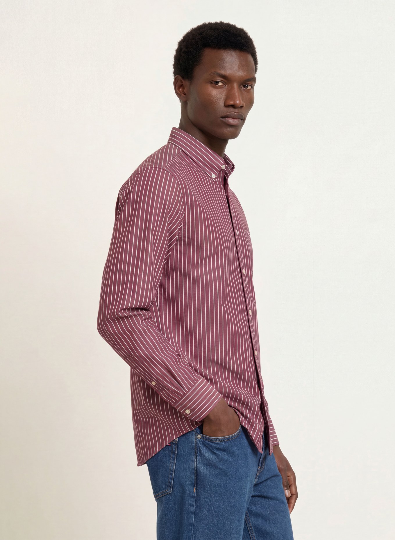 TOMMY HILFIGER Hemd Comfort Fit: DUNKELROT / WEISS
