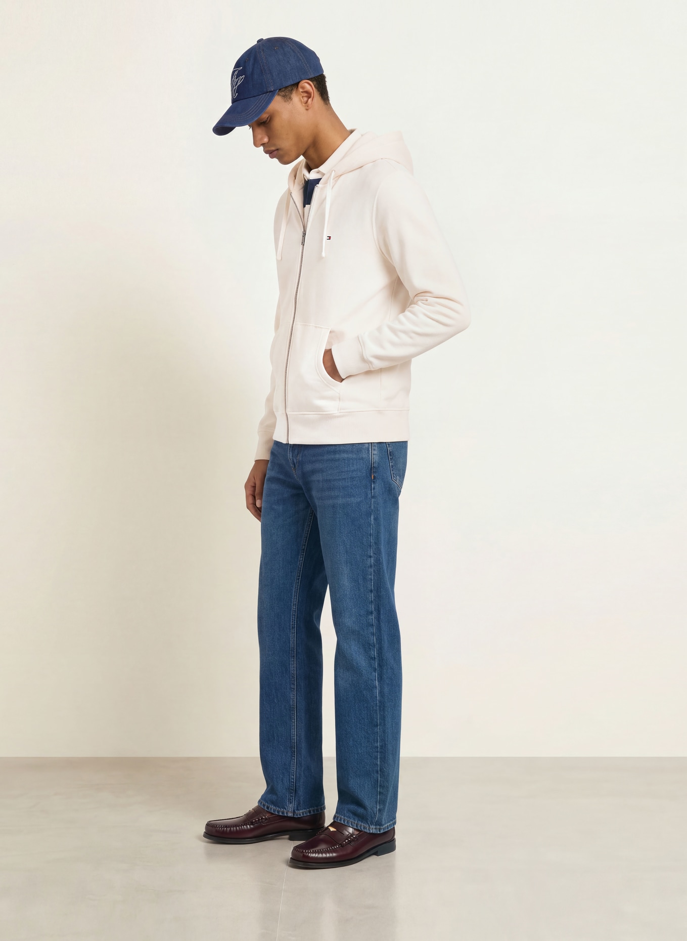 TOMMY HILFIGER Zip-up sweatshirt: ECRU