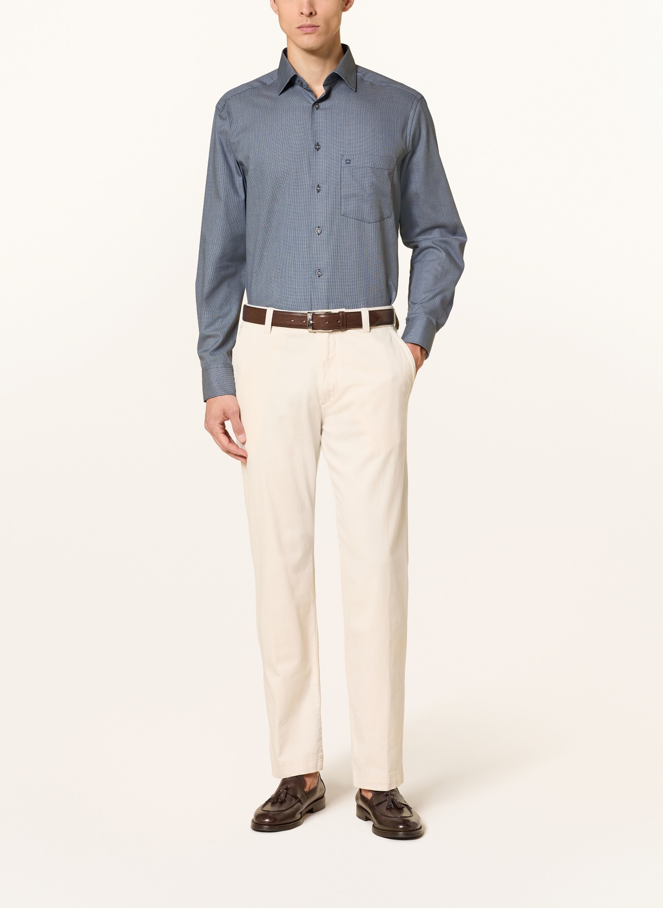 OLYMP Chemise Luxor coupe confort: BLEU FONCÉ / BLEU CLAIR