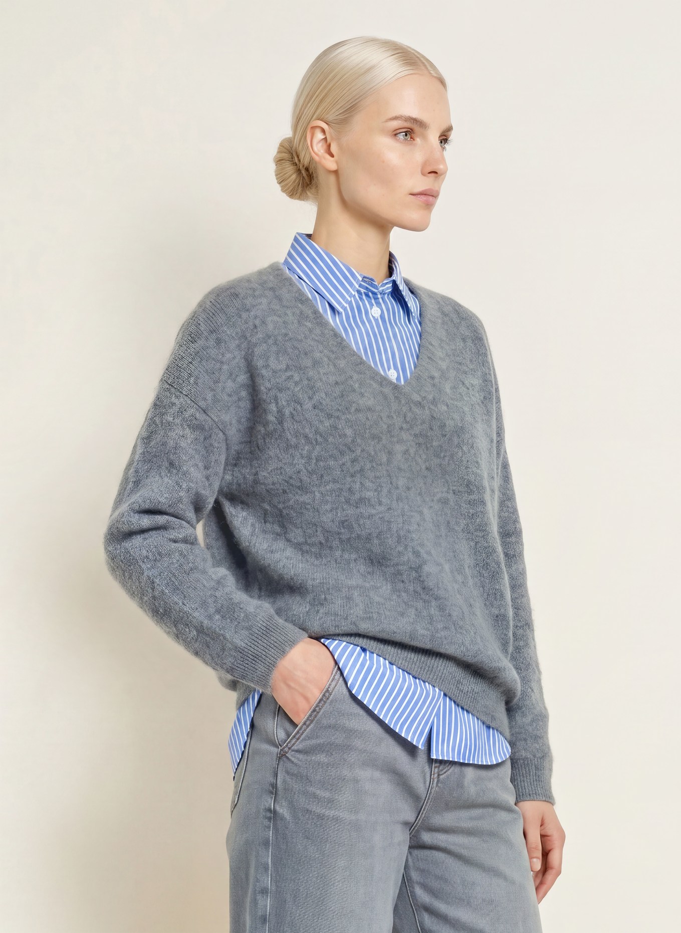 darling harbour Pullover: MID GREY MELANGE