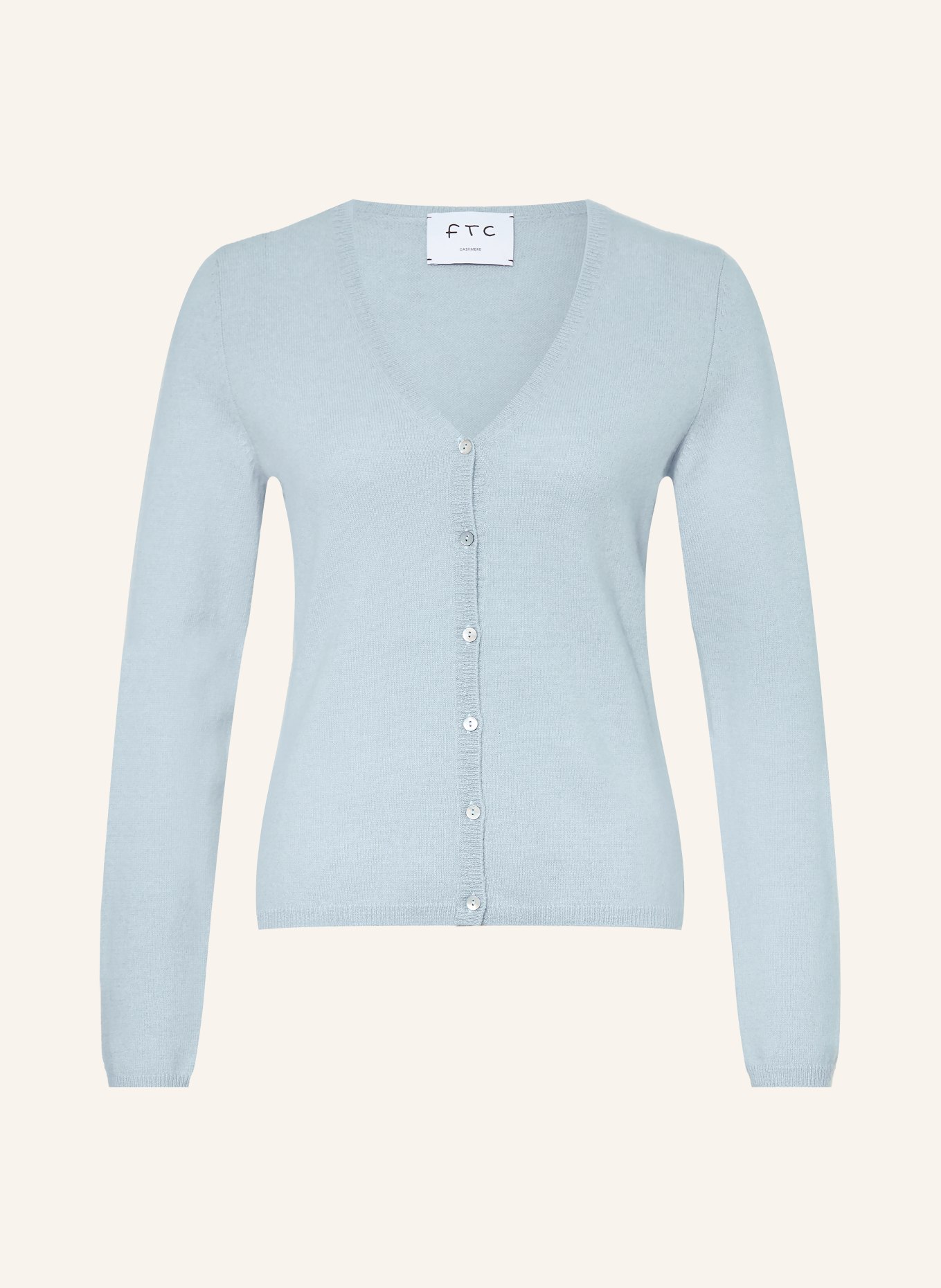 FTC CASHMERE Strickjacke aus Cashmere: HELLBLAU