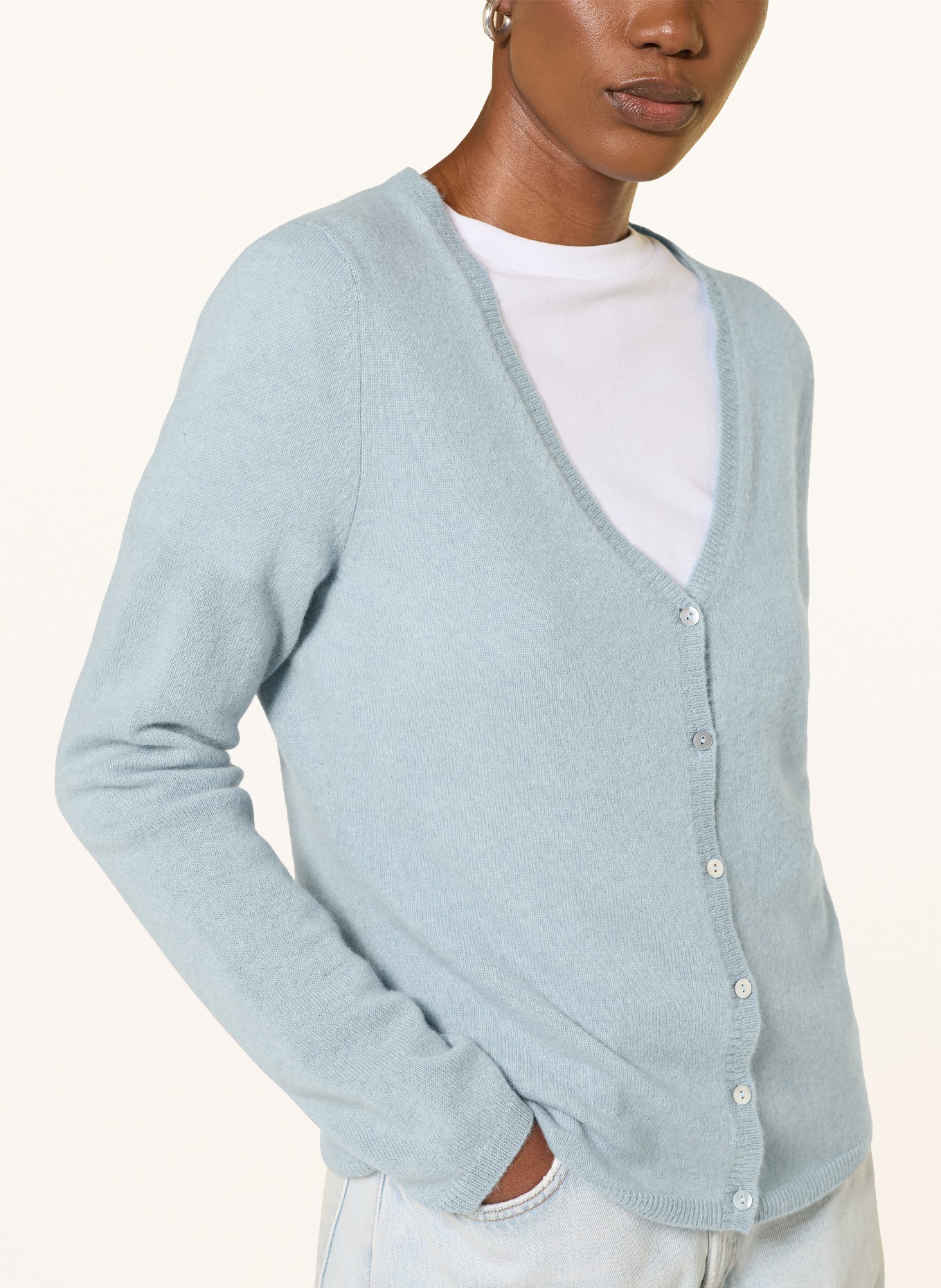 FTC CASHMERE Strickjacke aus Cashmere: HELLBLAU