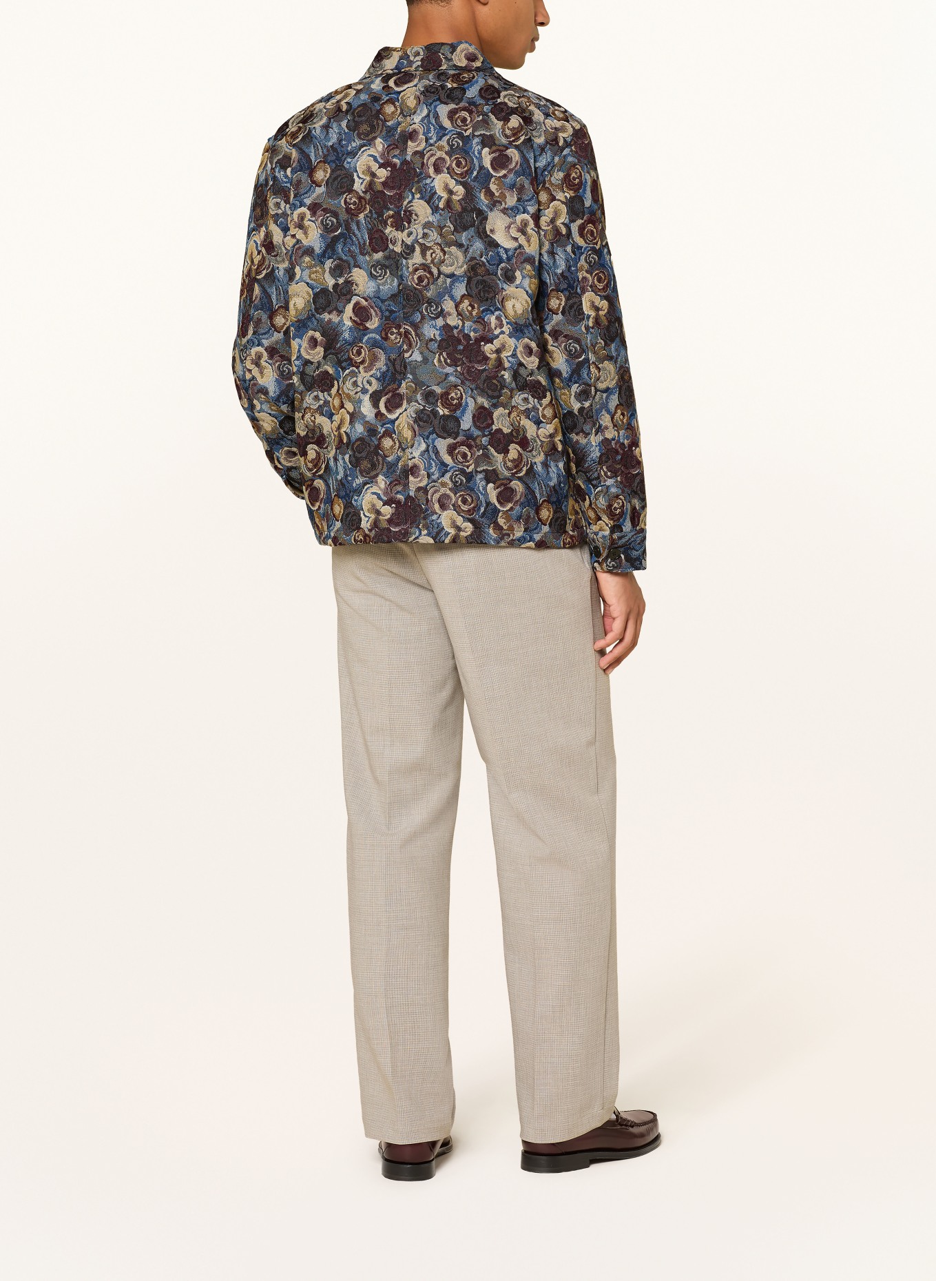 LES DEUX Žakárový Overshirt: MODRÁ / BÉŽOVÁ / TMAVĚ ČERVENÁ