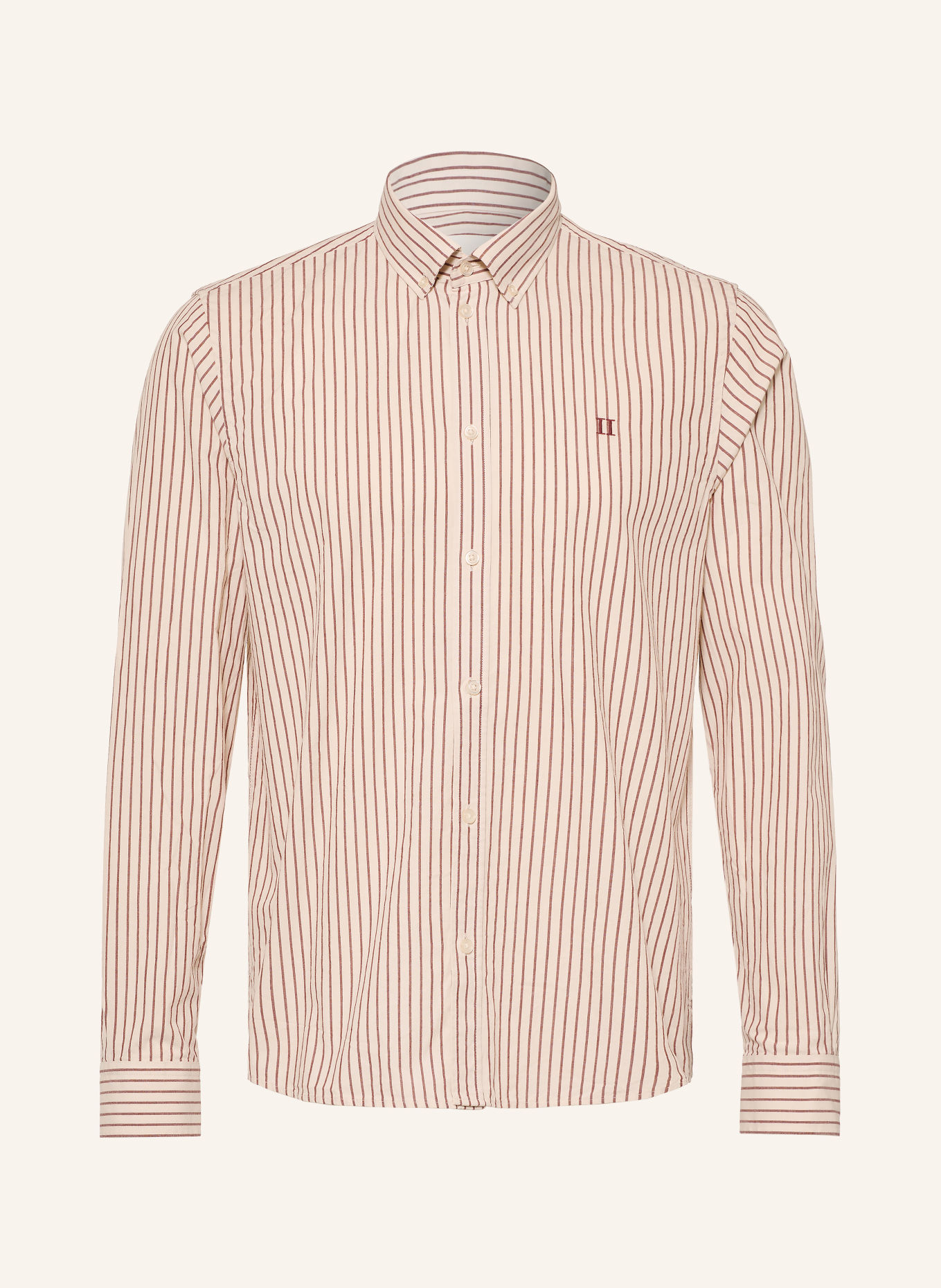 LES DEUX Oxfordhemd Regular Fit: ECRU / DUNKELROT