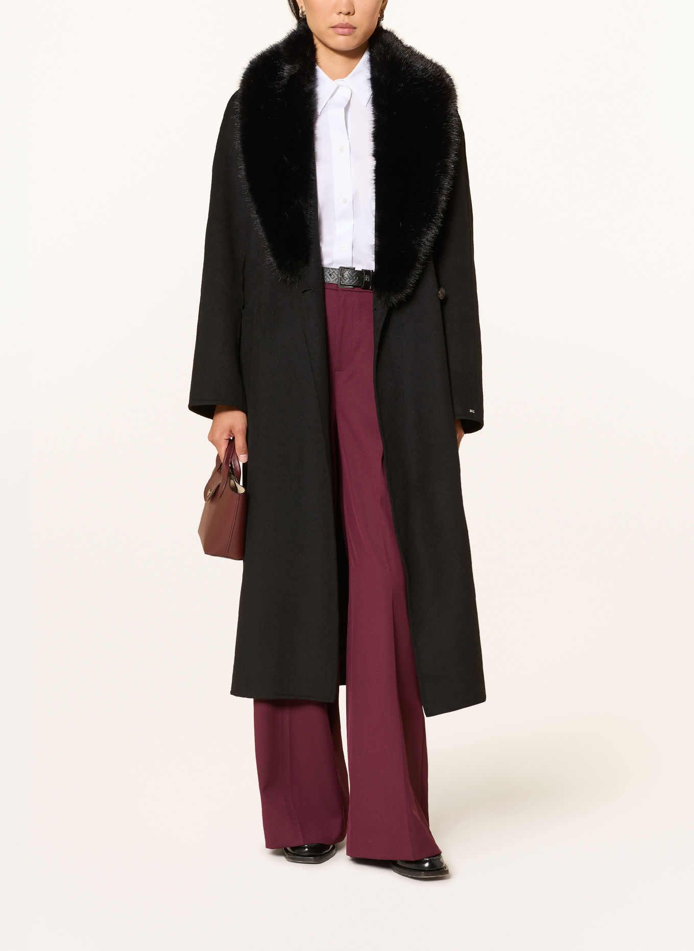 TOMMY HILFIGER Mantel mit abnehmbarem Kunstfell: SCHWARZ