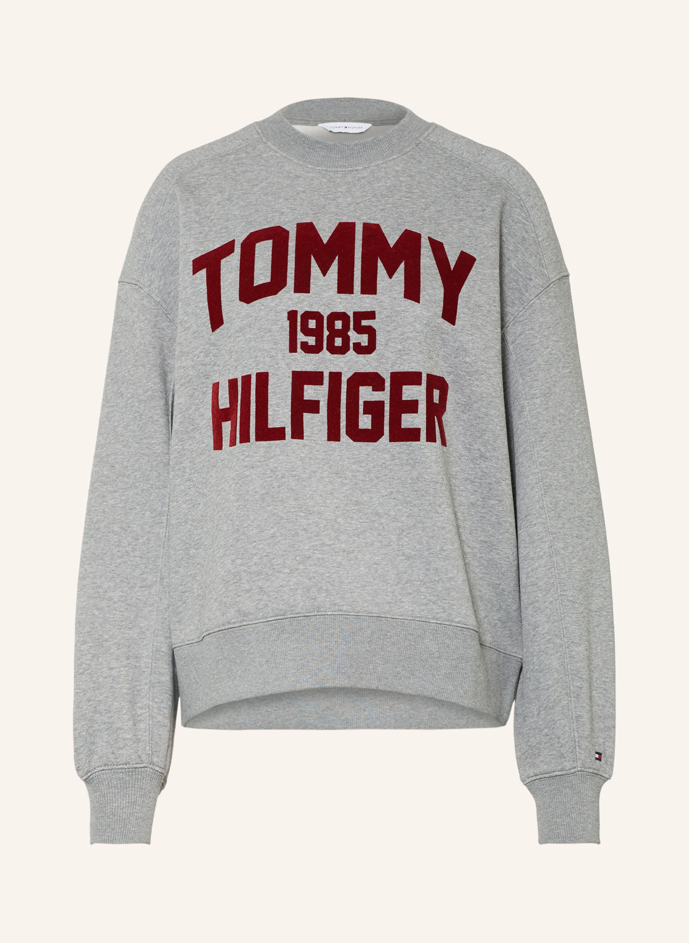TOMMY HILFIGER Sweatshirt: GRÅ / MØRKERØD