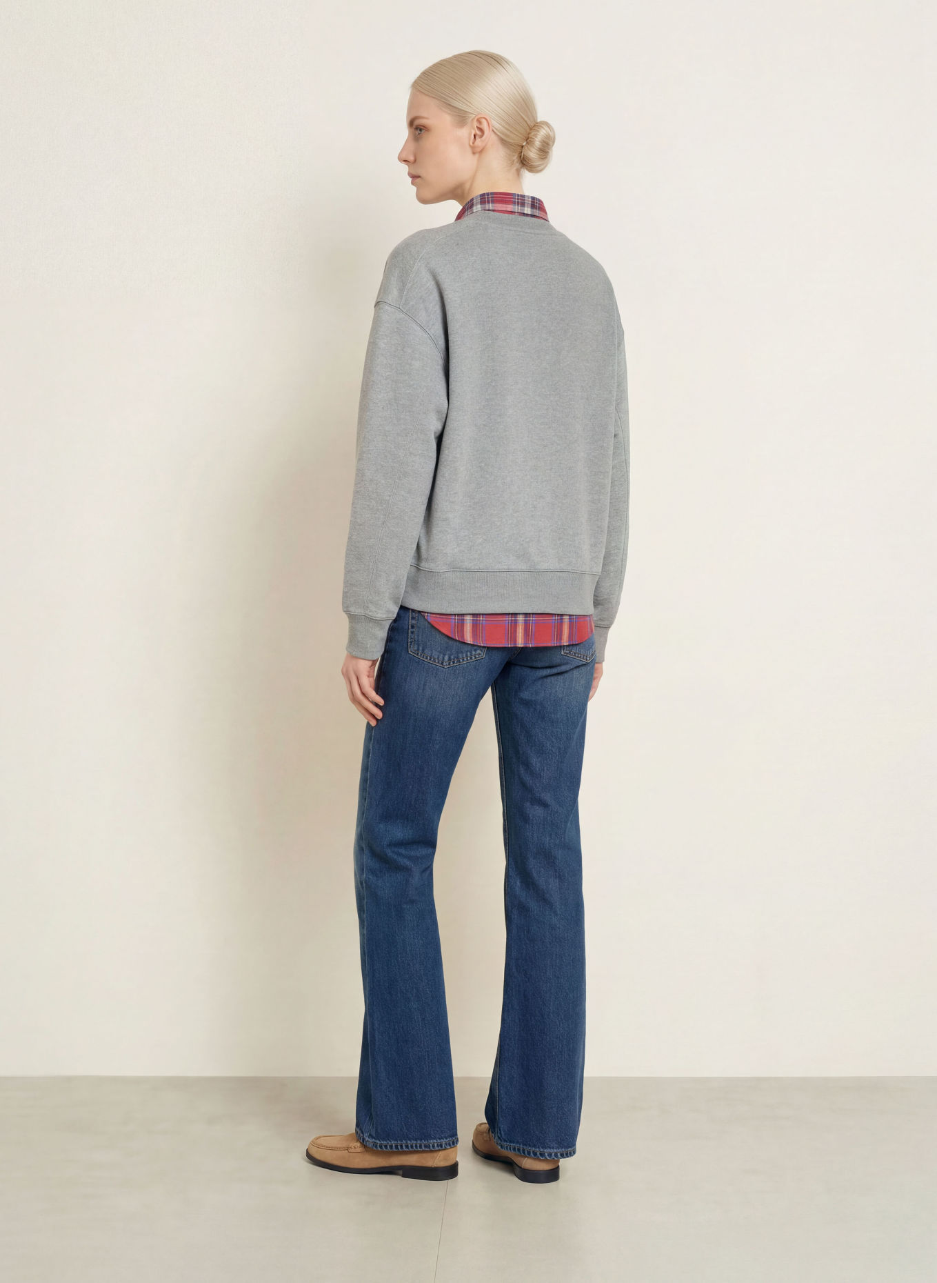 TOMMY HILFIGER Sweatshirt: GRÅ / MØRKERØD