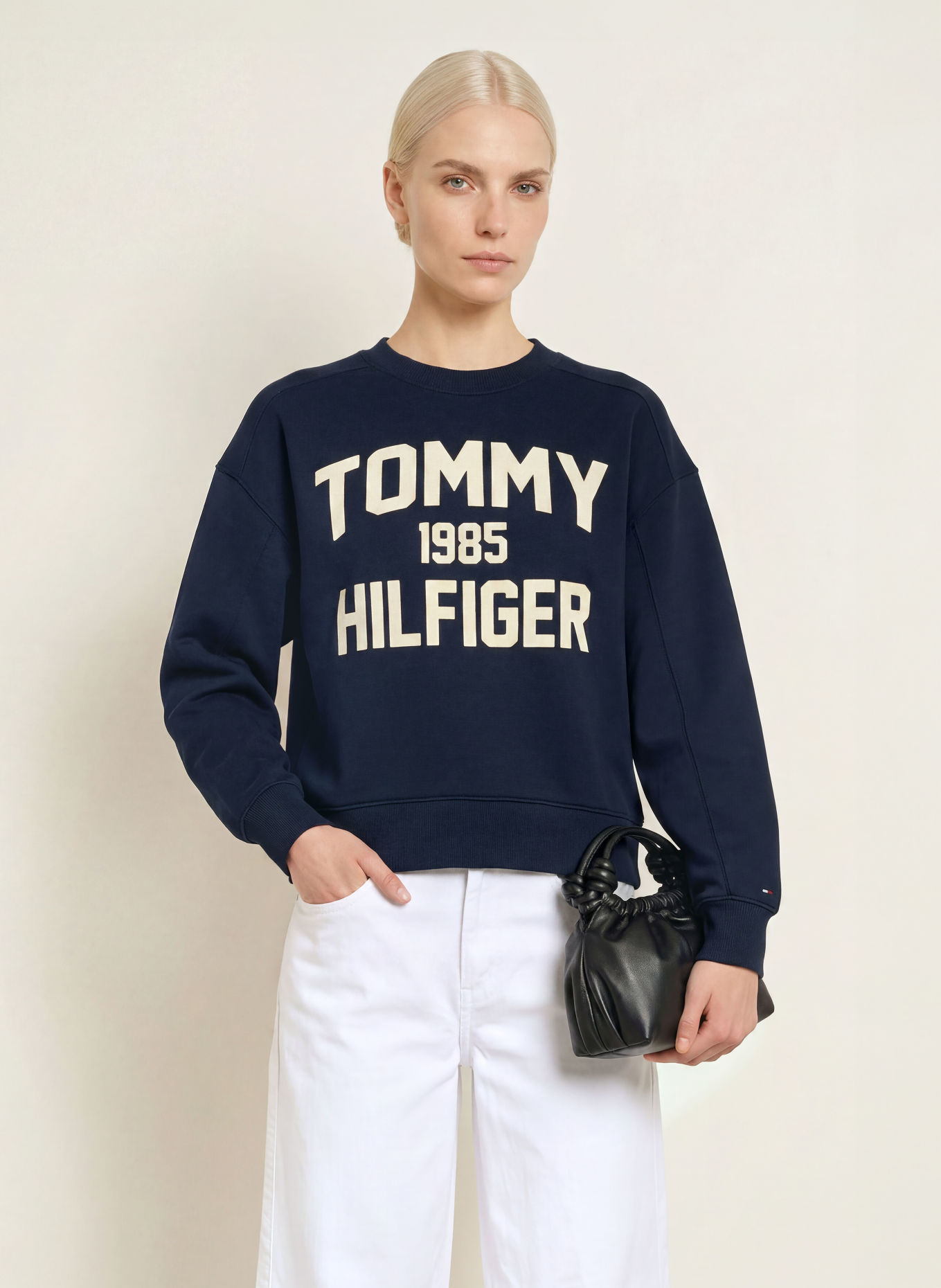 TOMMY HILFIGER Sweatshirt: DUNKELBLAU / HELLGELB