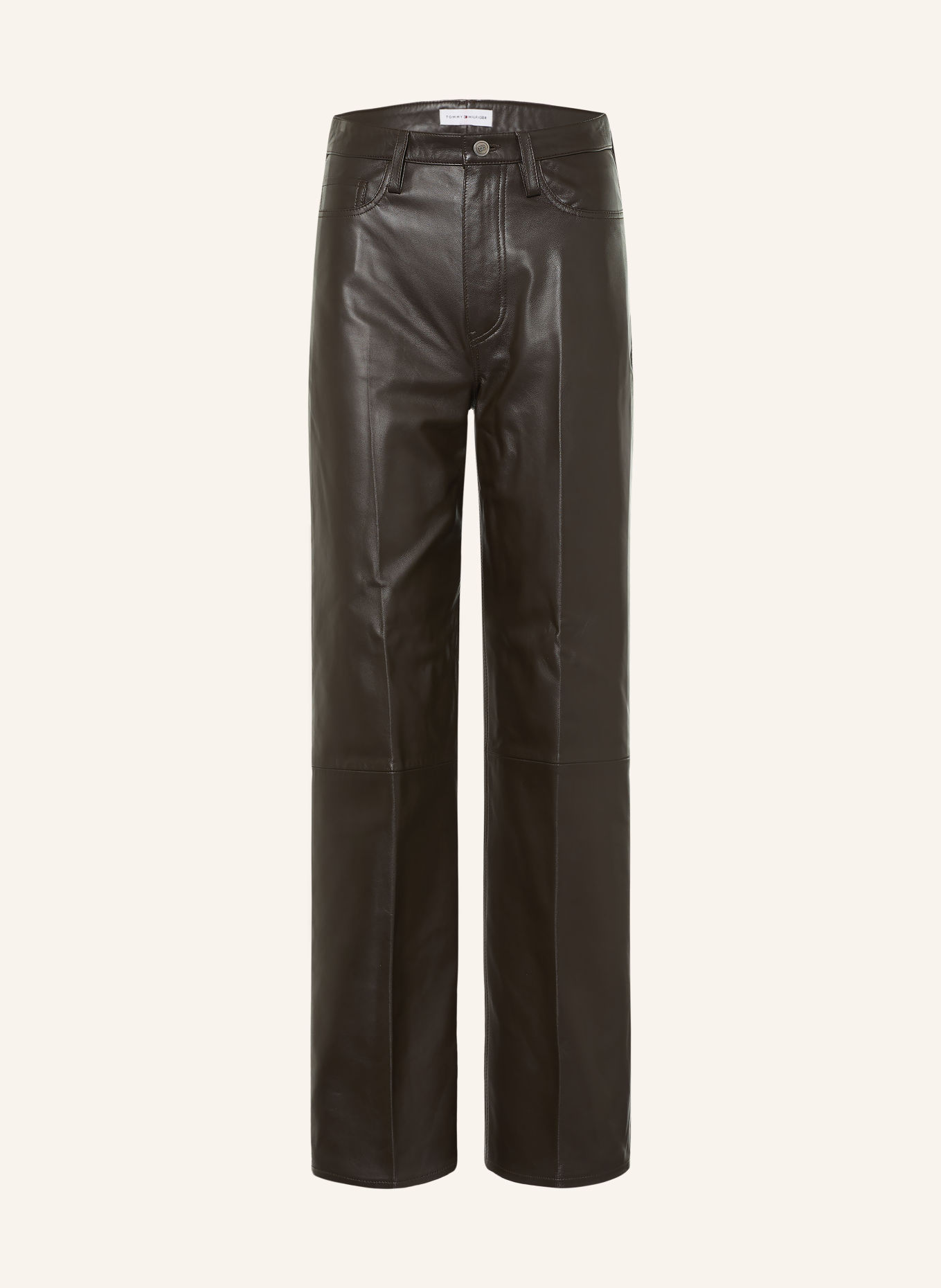 TOMMY HILFIGER Leren broek: MARRON FONCÉ