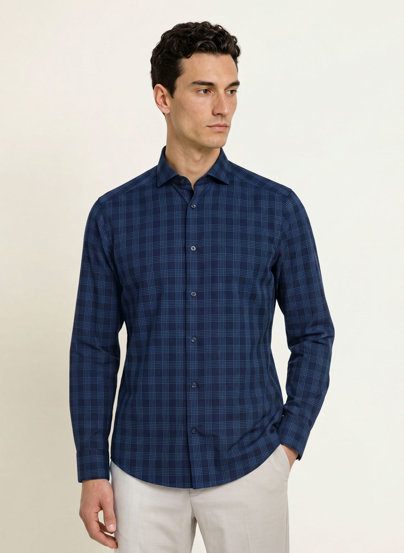 OLYMP Chemise Smart, coupe moderne: BLEU FONCÉ / BLEU
