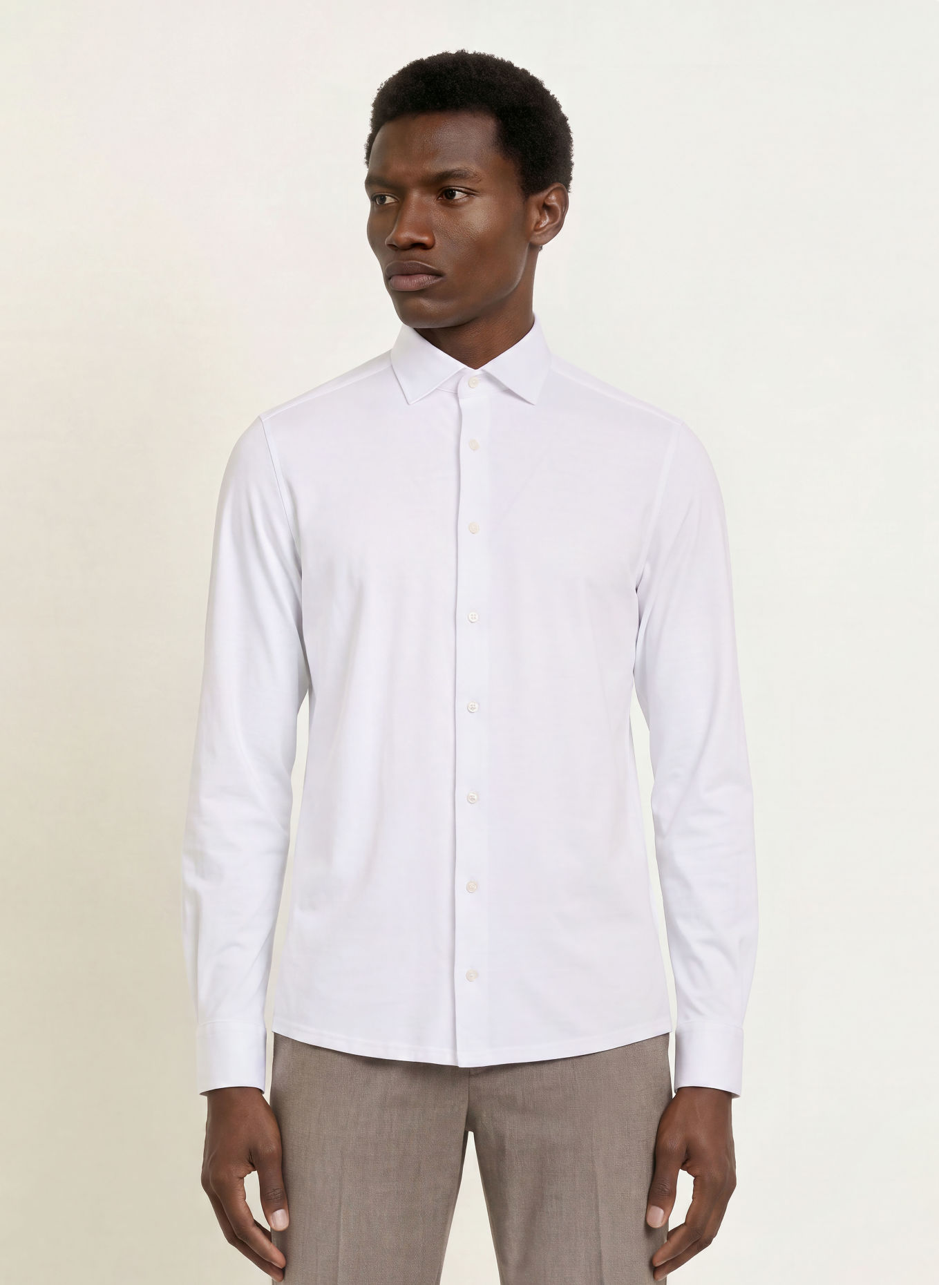 OLYMP Chemise japonaise en maille, coupe moderne: BLANC