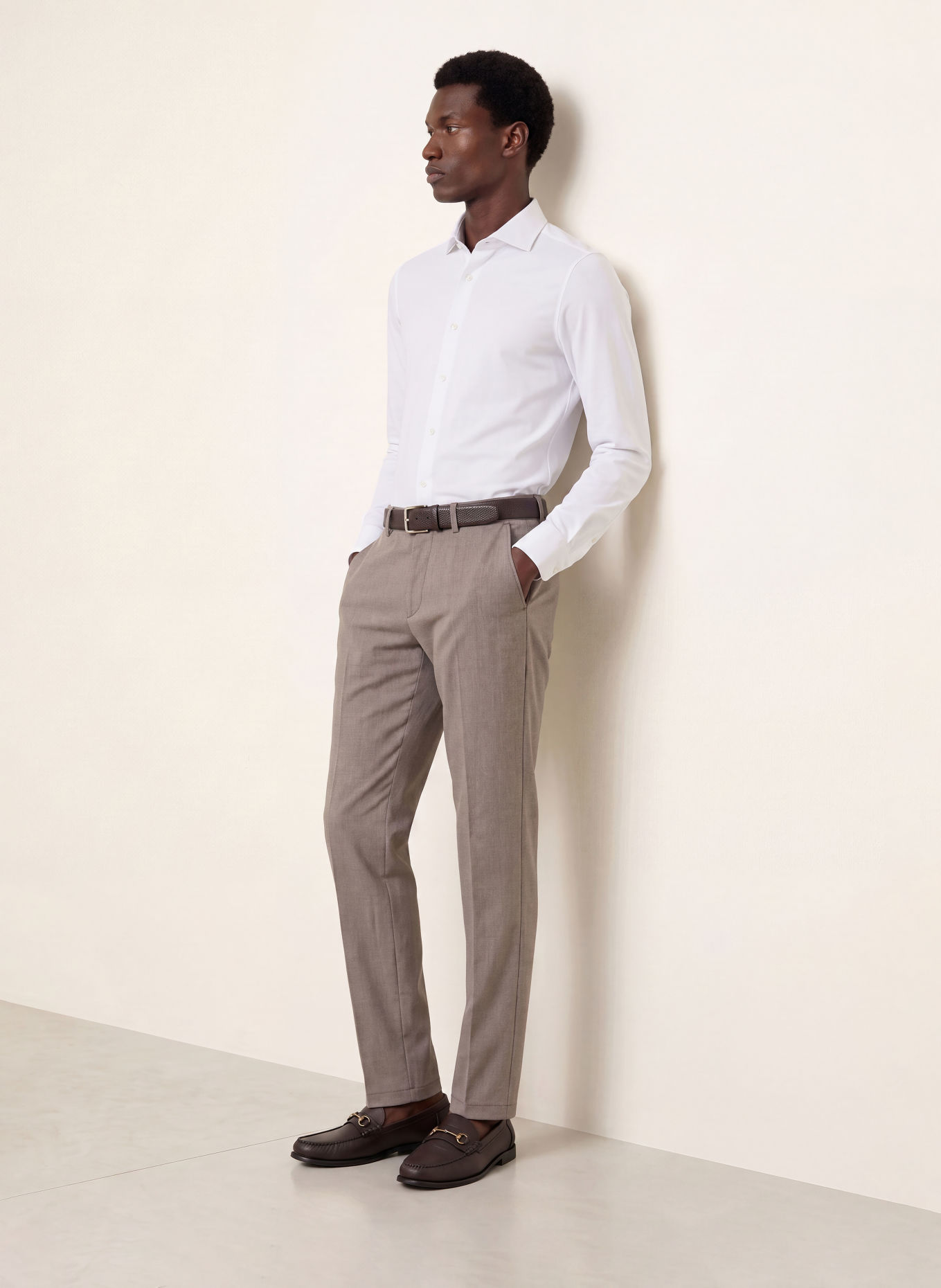 OLYMP Chemise japonaise en maille, coupe moderne: BLANC