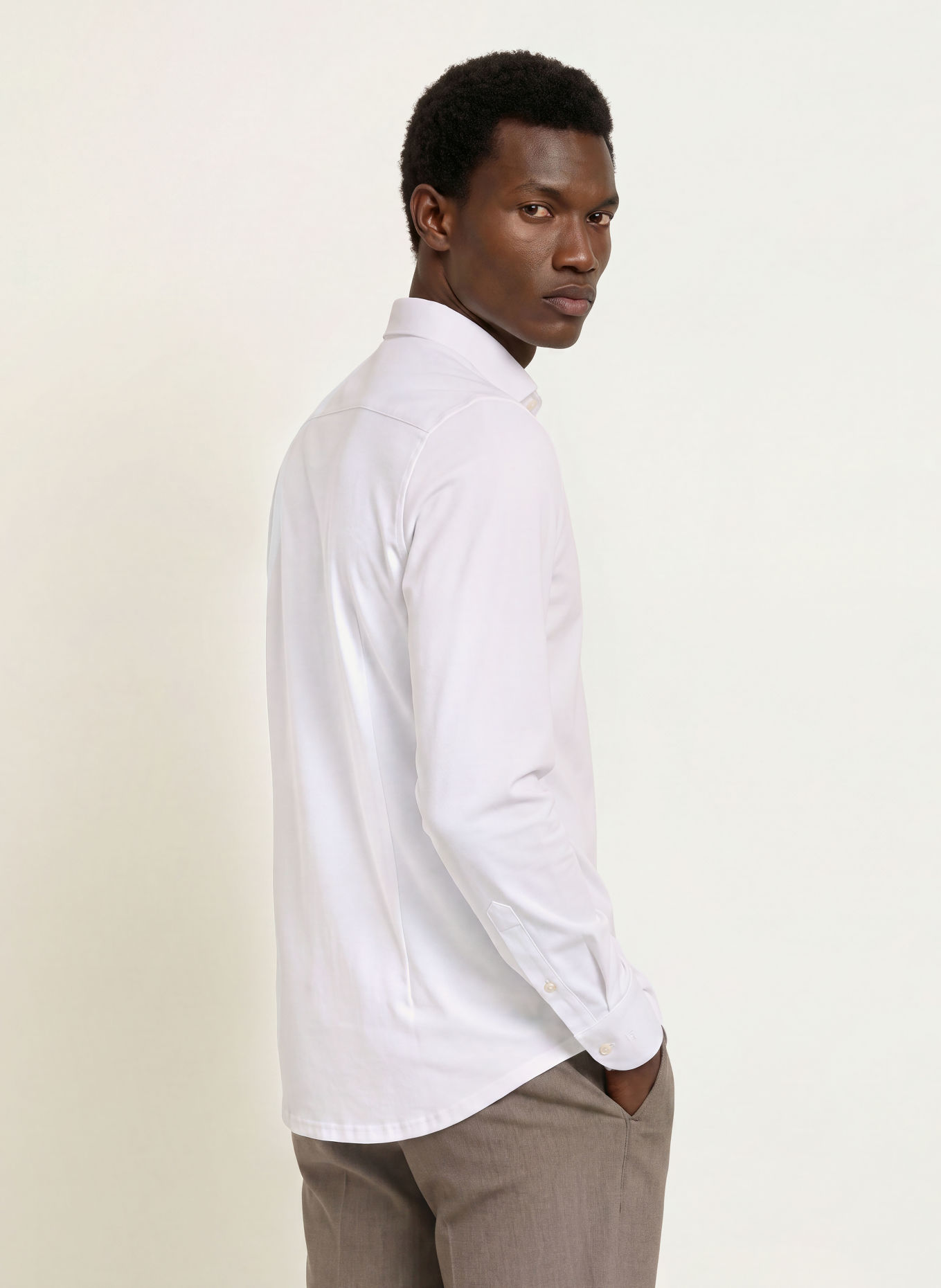 OLYMP Chemise japonaise en maille, coupe moderne: BLANC