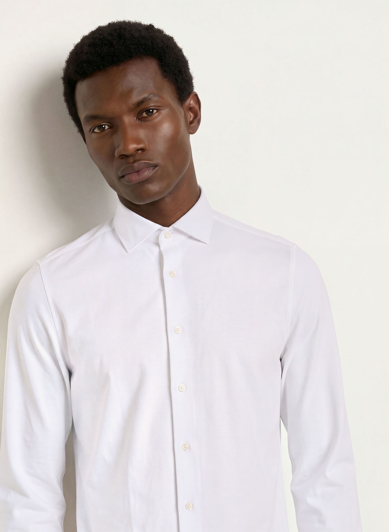 OLYMP Chemise japonaise en maille, coupe moderne: BLANC