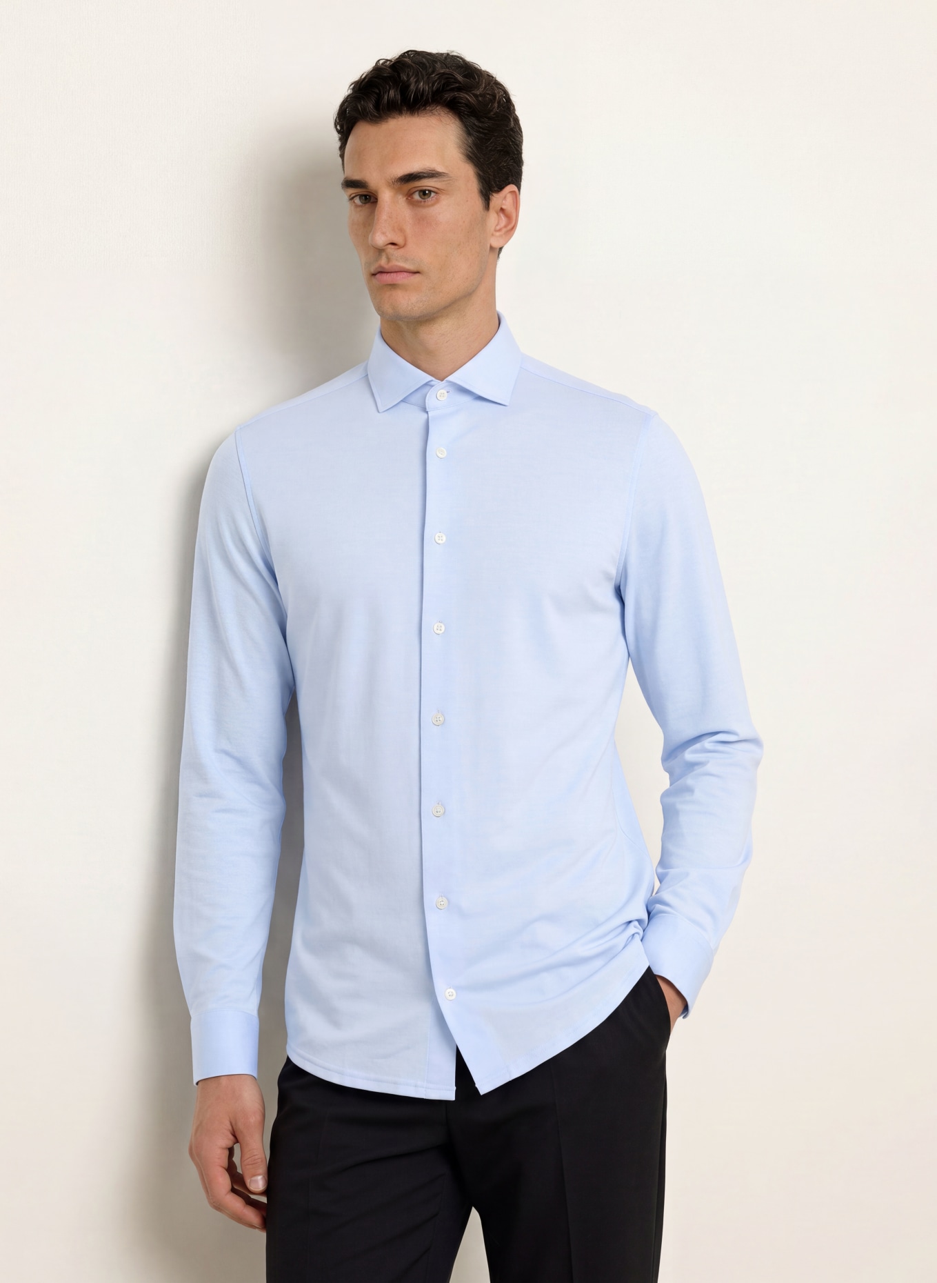 OLYMP Hemd Japanese Knitted modern fit: HELLBLAU