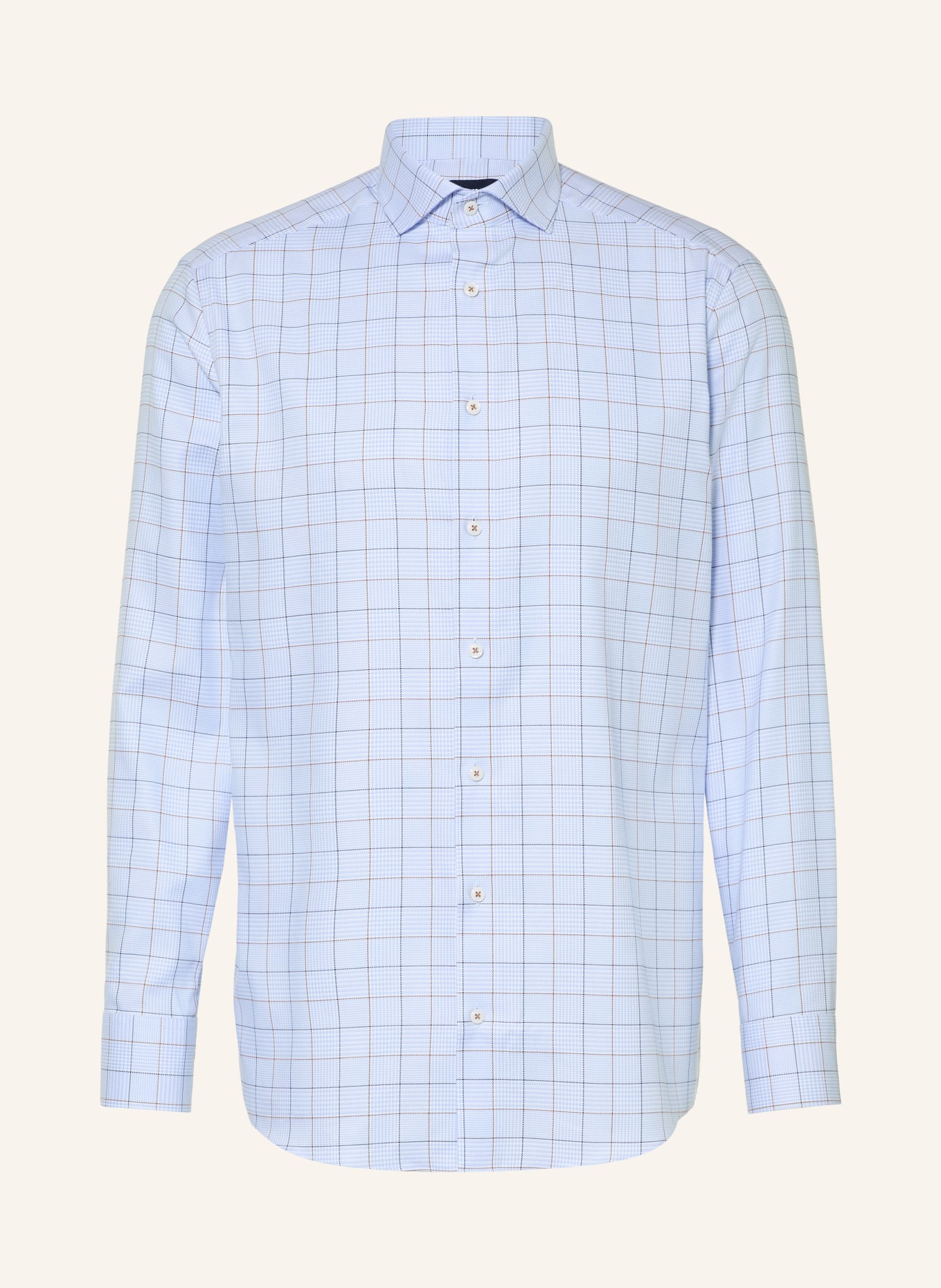 OLYMP Hemd LUXOR modern fit: HELLBLAU / BRAUN / DUNKELBLAU