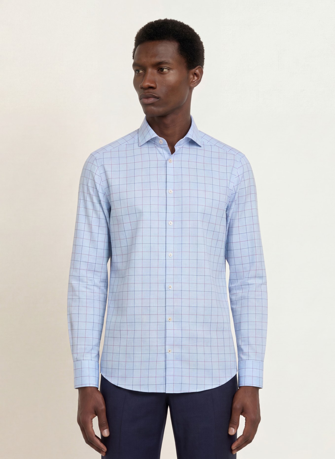 OLYMP Hemd LUXOR modern fit: HELLBLAU / BRAUN / DUNKELBLAU