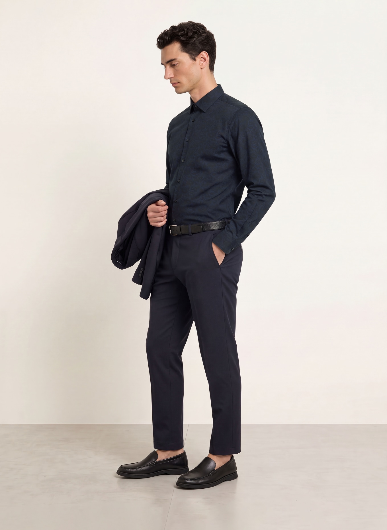 OLYMP Hemd body fit: DUNKELBLAU / SCHWARZ