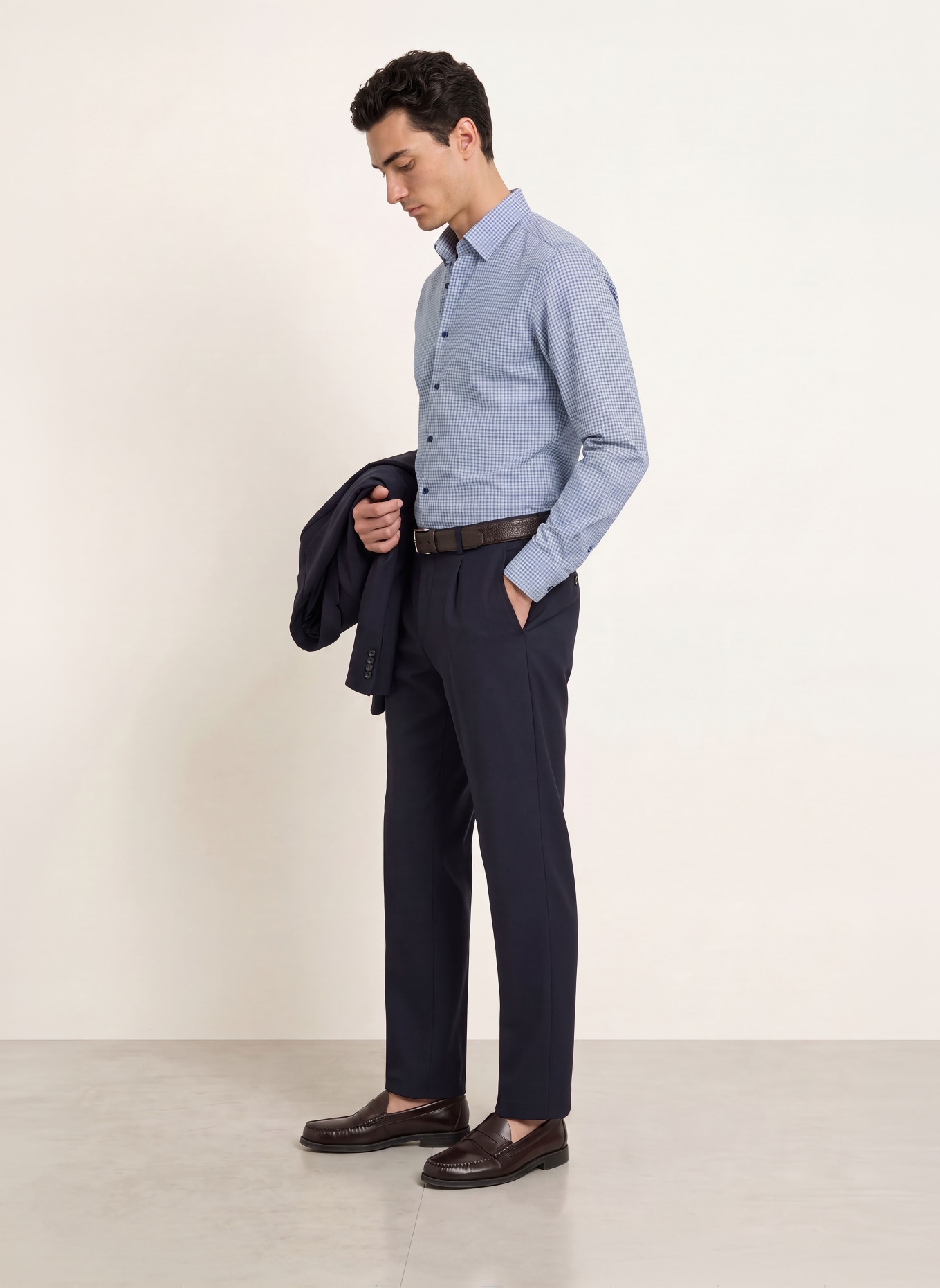 OLYMP Chemise en jersey 24/Seven, coupe ajustée pour le Body: BLANC / BLEU CLAIR / BLEU FONCÉ