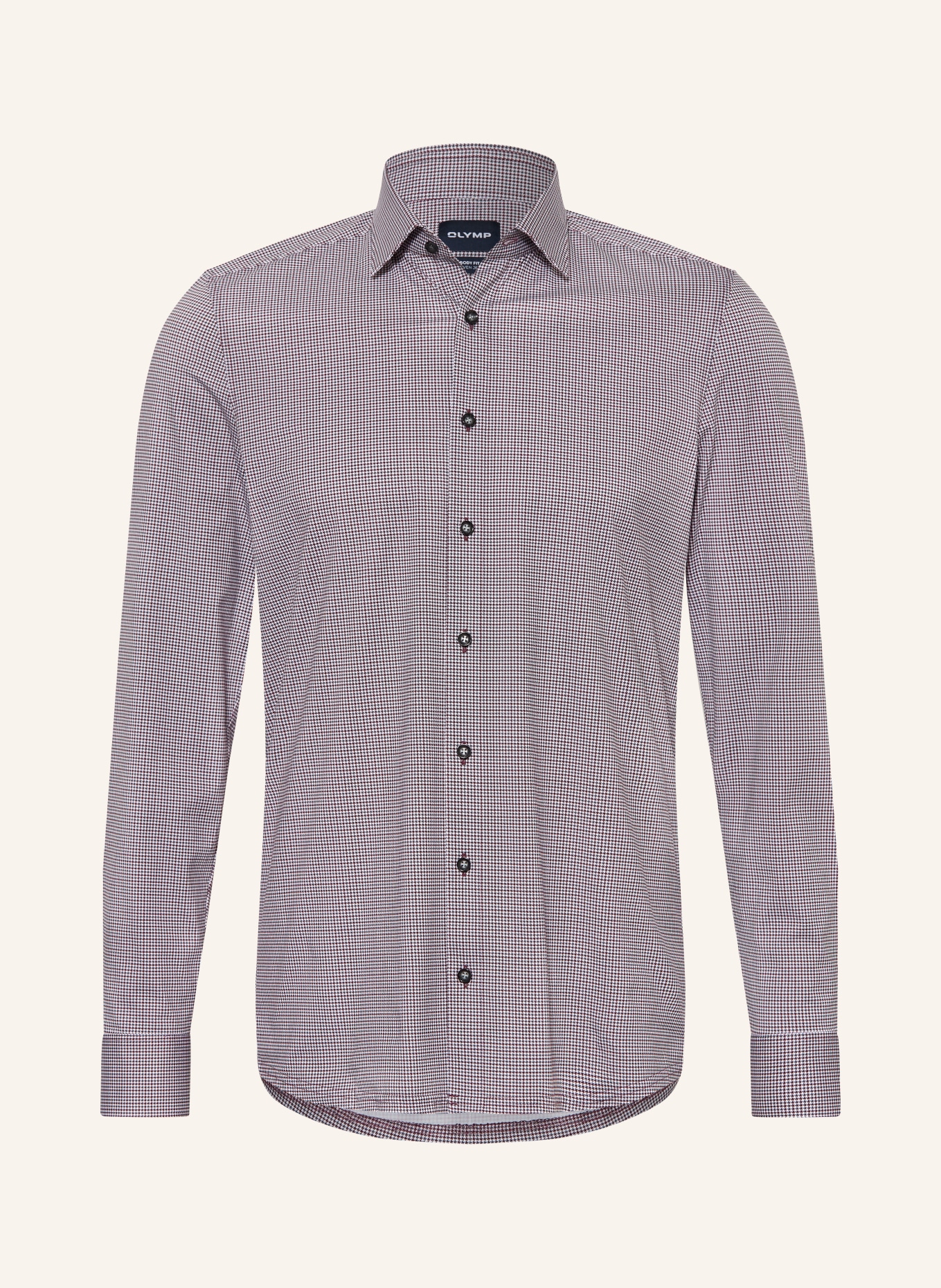 OLYMP Chemise en jersey 24/Seven, coupe ajustée pour le Body: BLANC / GRIS / ROUGE FONCÉ