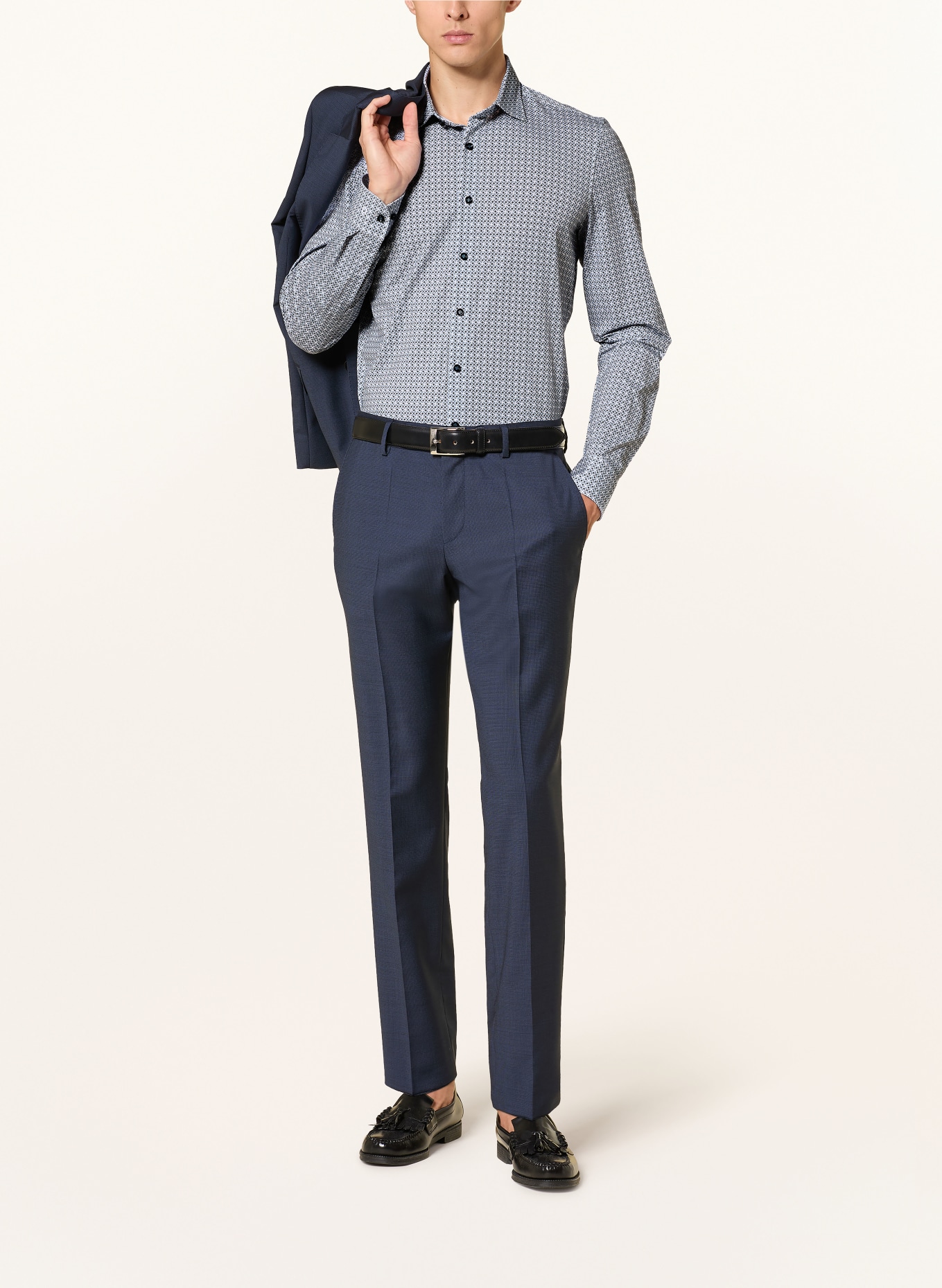 OLYMP Hemd 24/Seven body fit: HELLBLAU / GRAU / WEISS