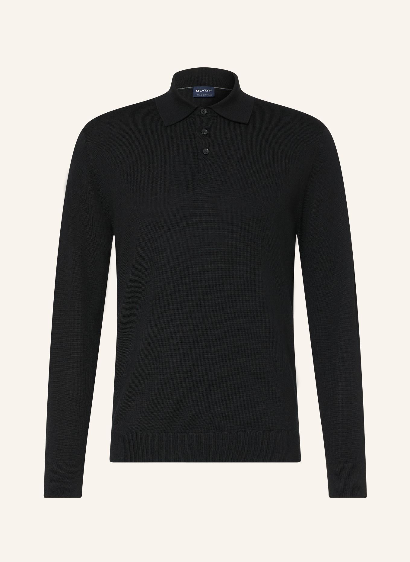 OLYMP Strick-Poloshirt: SCHWARZ