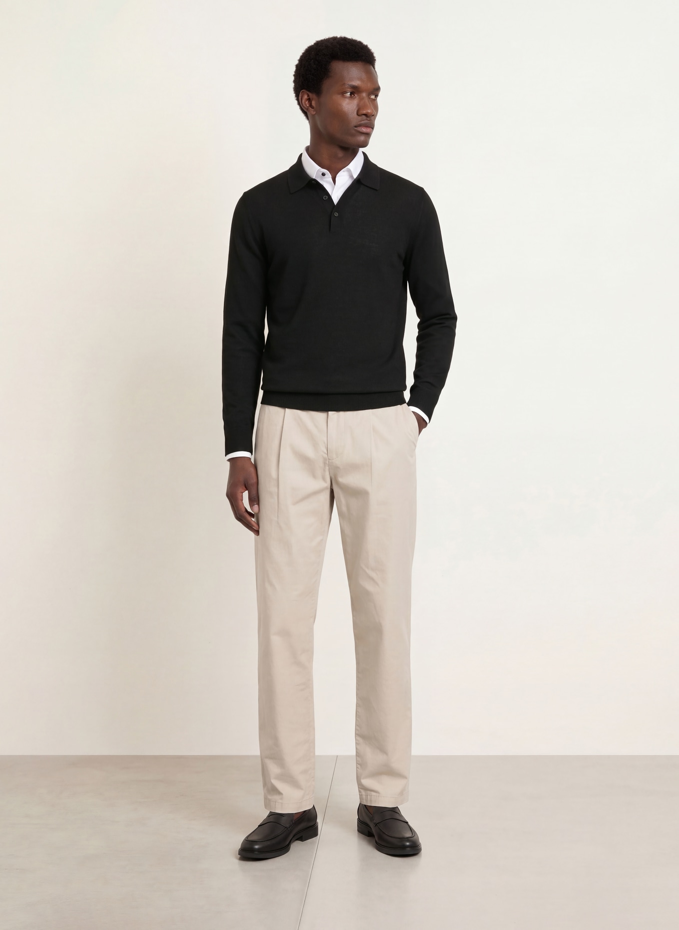 OLYMP Strick-Poloshirt: SCHWARZ