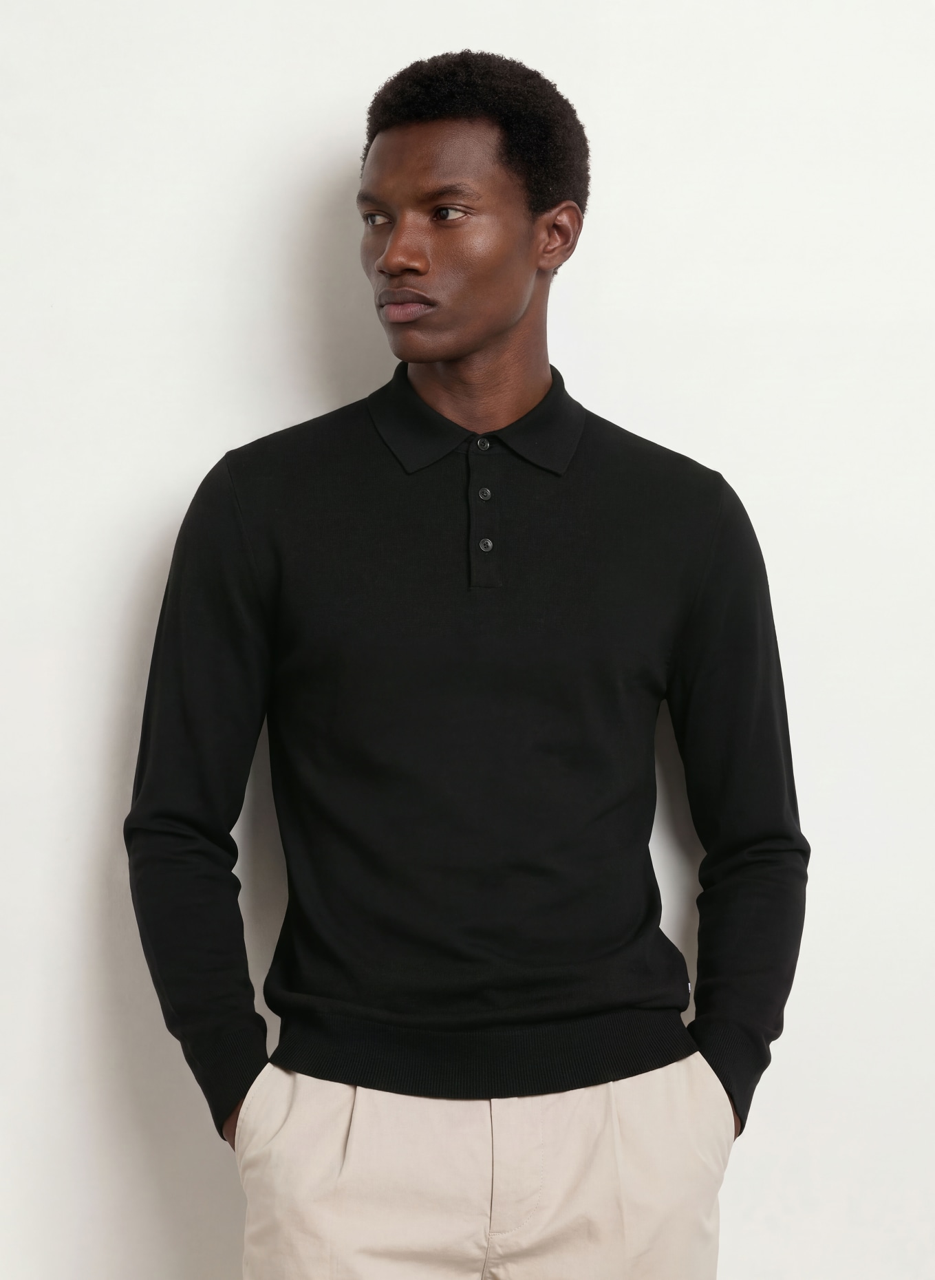 OLYMP Strick-Poloshirt: SCHWARZ