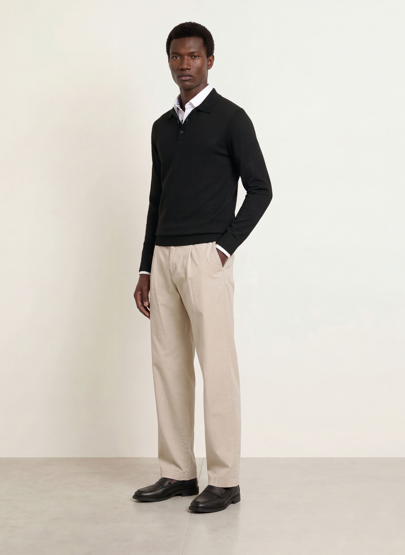 OLYMP Strick-Poloshirt: SCHWARZ