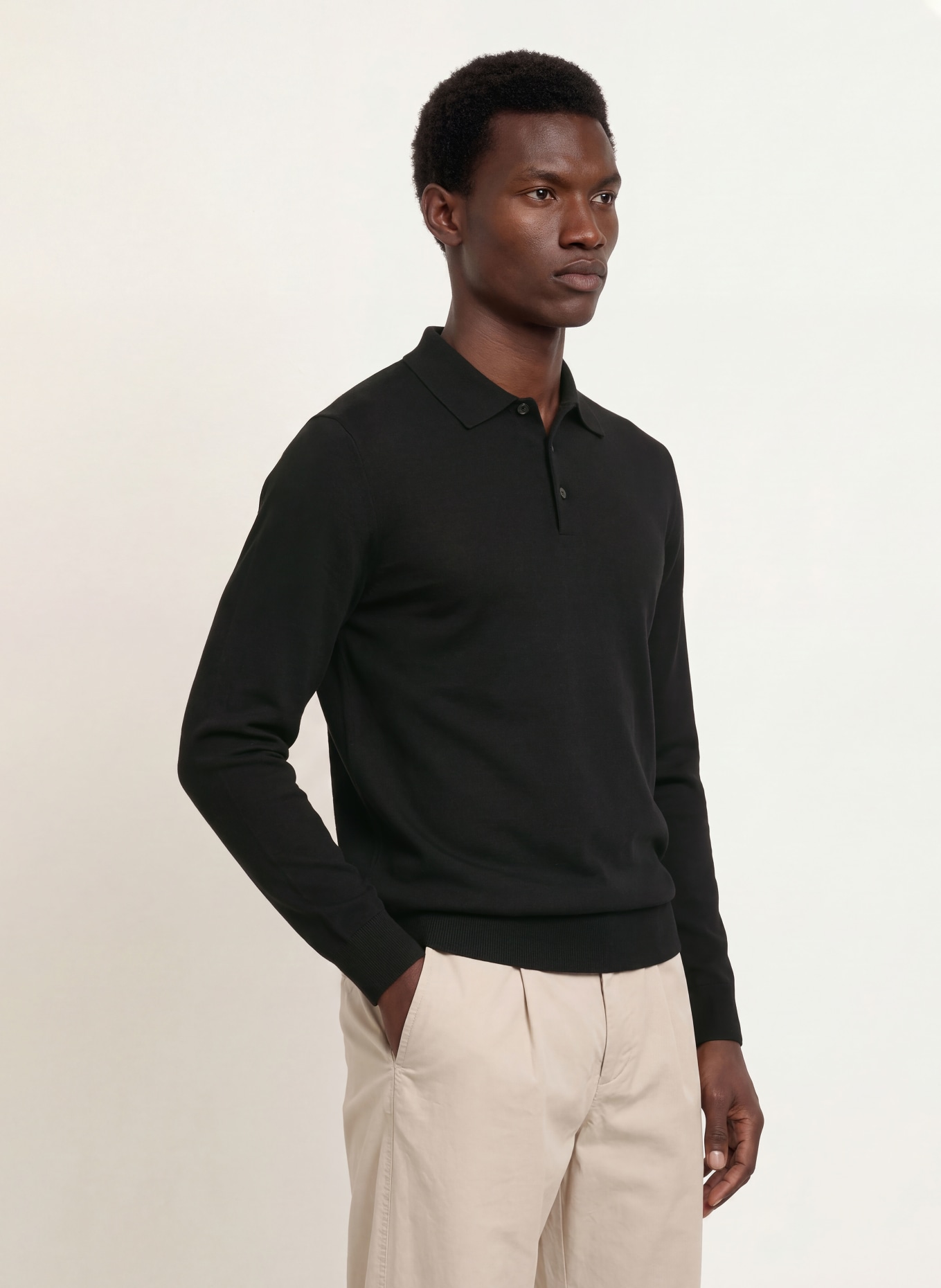 OLYMP Strick-Poloshirt: SCHWARZ