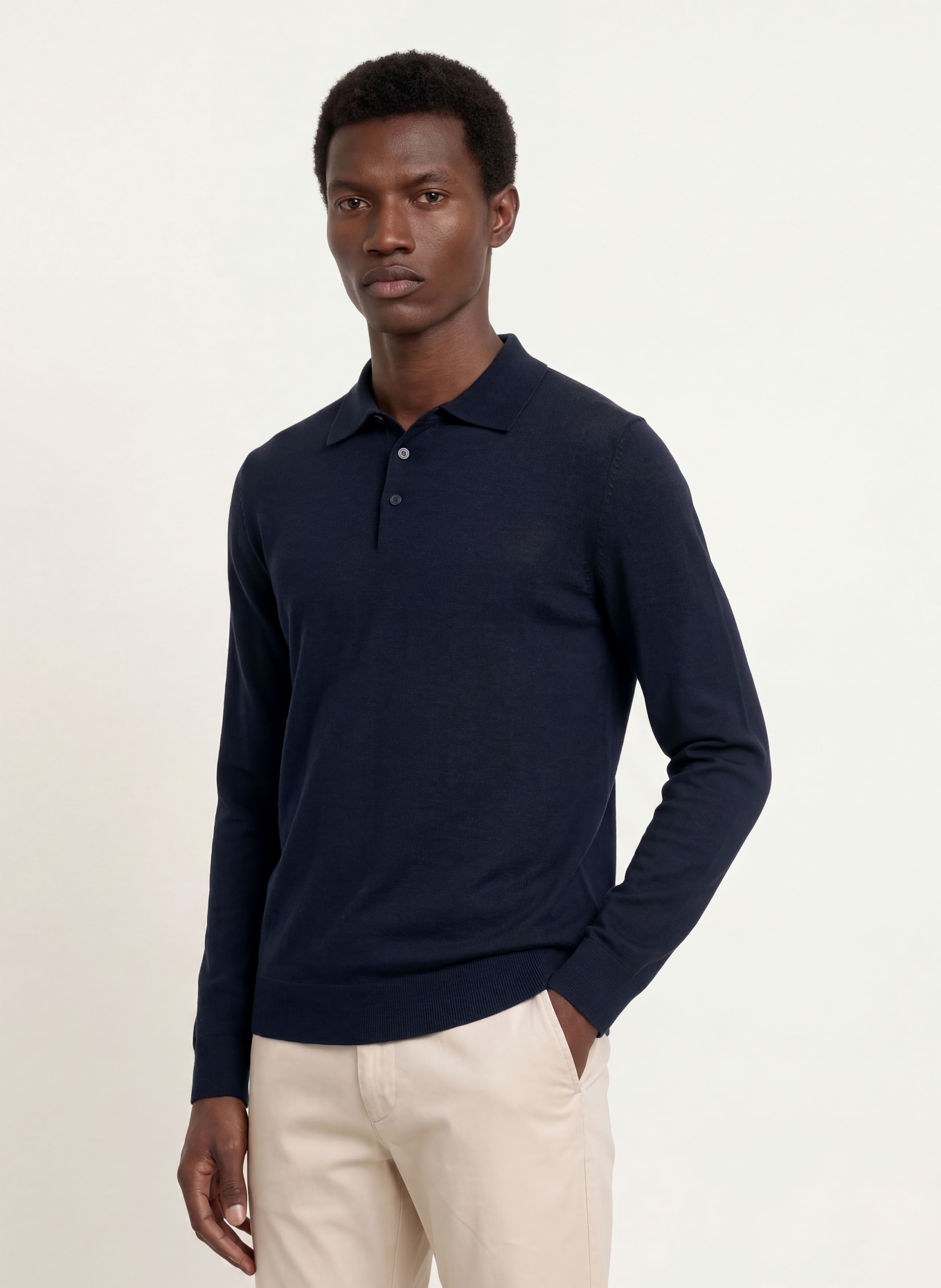OLYMP Strick-Poloshirt: DUNKELBLAU