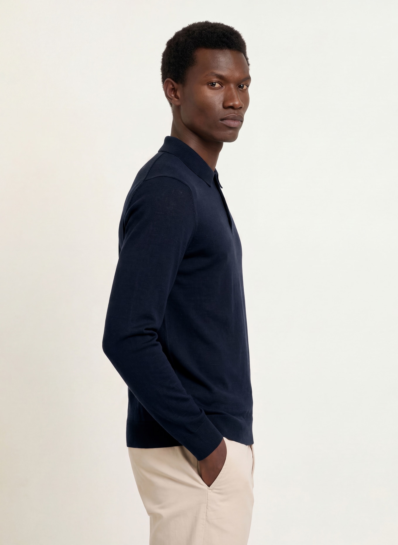 OLYMP Strick-Poloshirt: DUNKELBLAU