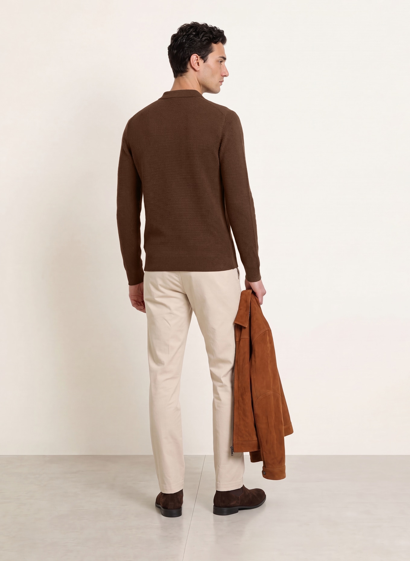 OLYMP Strick-Poloshirt: BRAUN