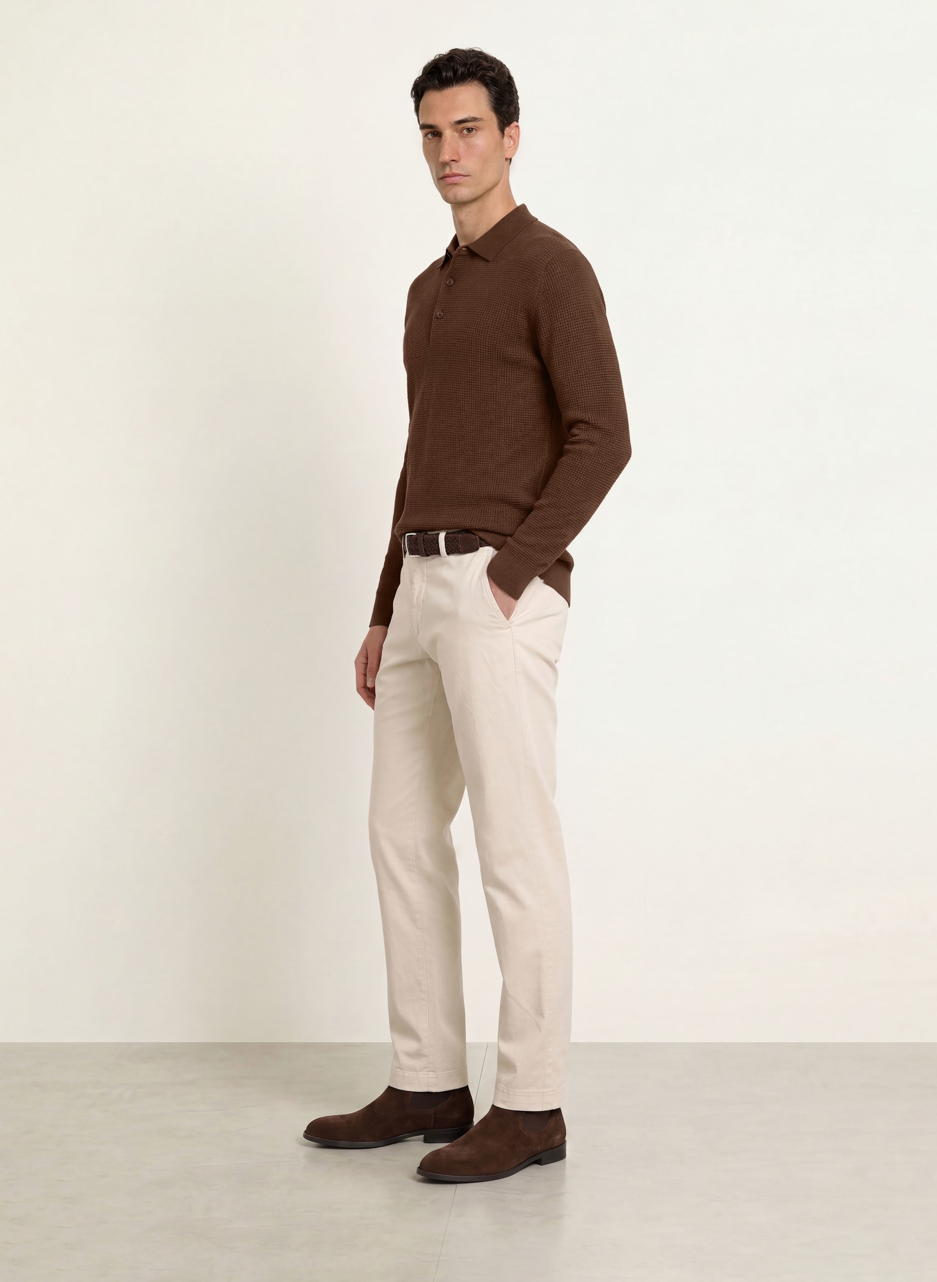 OLYMP Strick-Poloshirt: BRAUN
