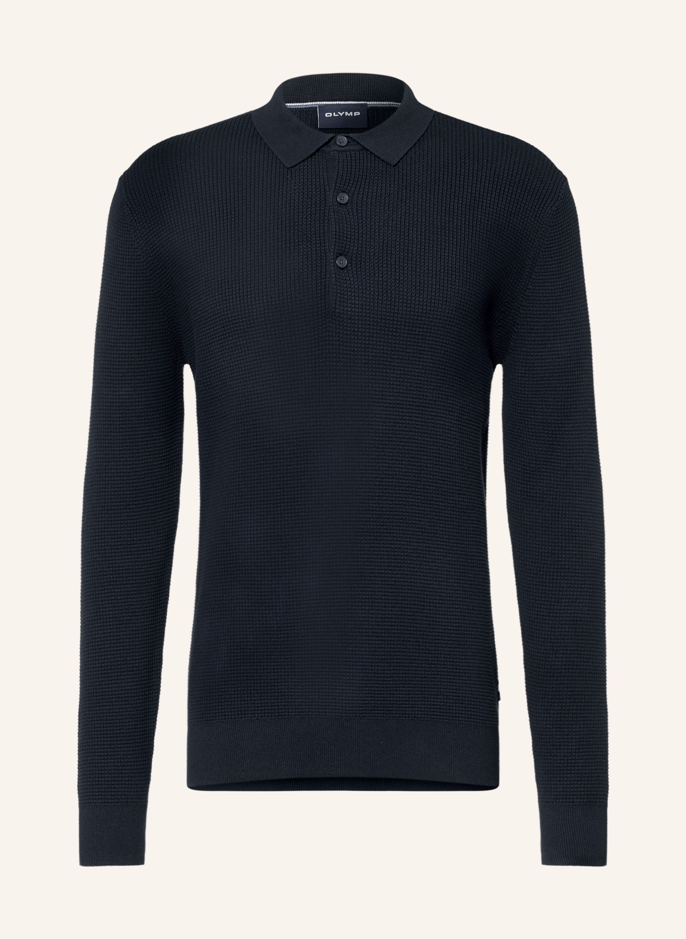 OLYMP Gebreid poloshirt: DONKERBLAUW