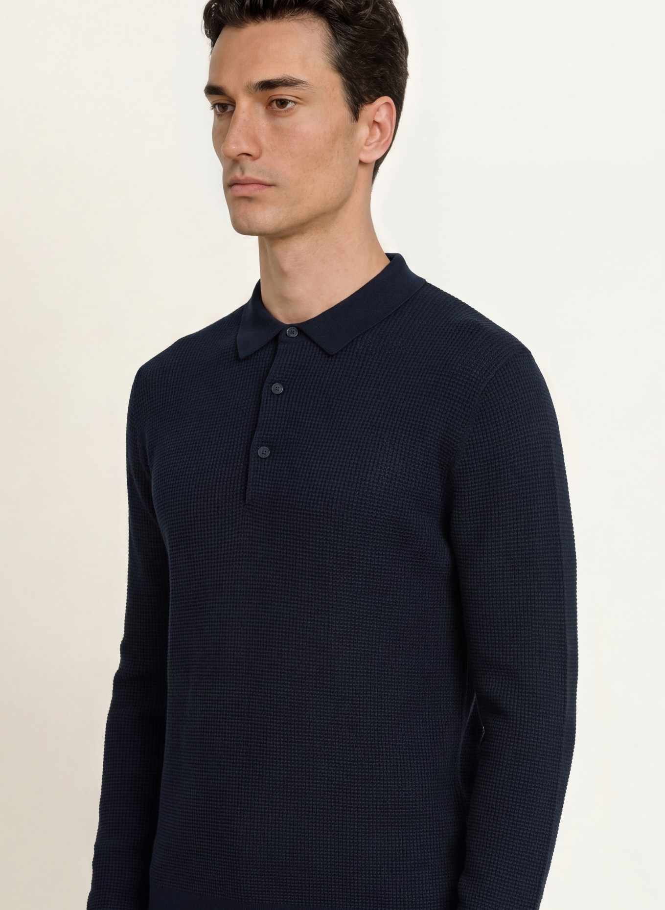 OLYMP Gebreid poloshirt: DONKERBLAUW