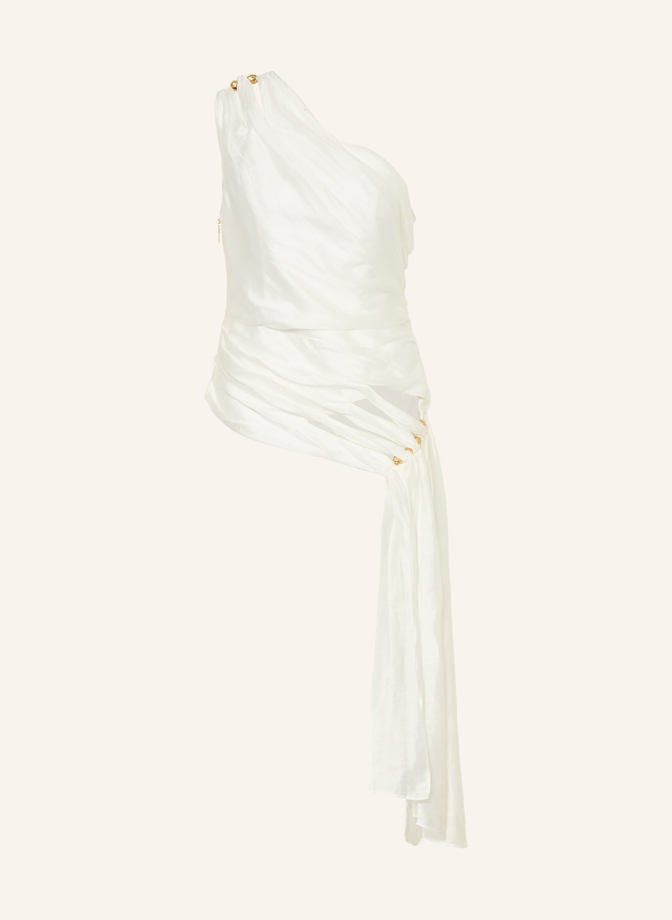 Aje. CAPTURE one-shoulder top with decorative beads: WHITE