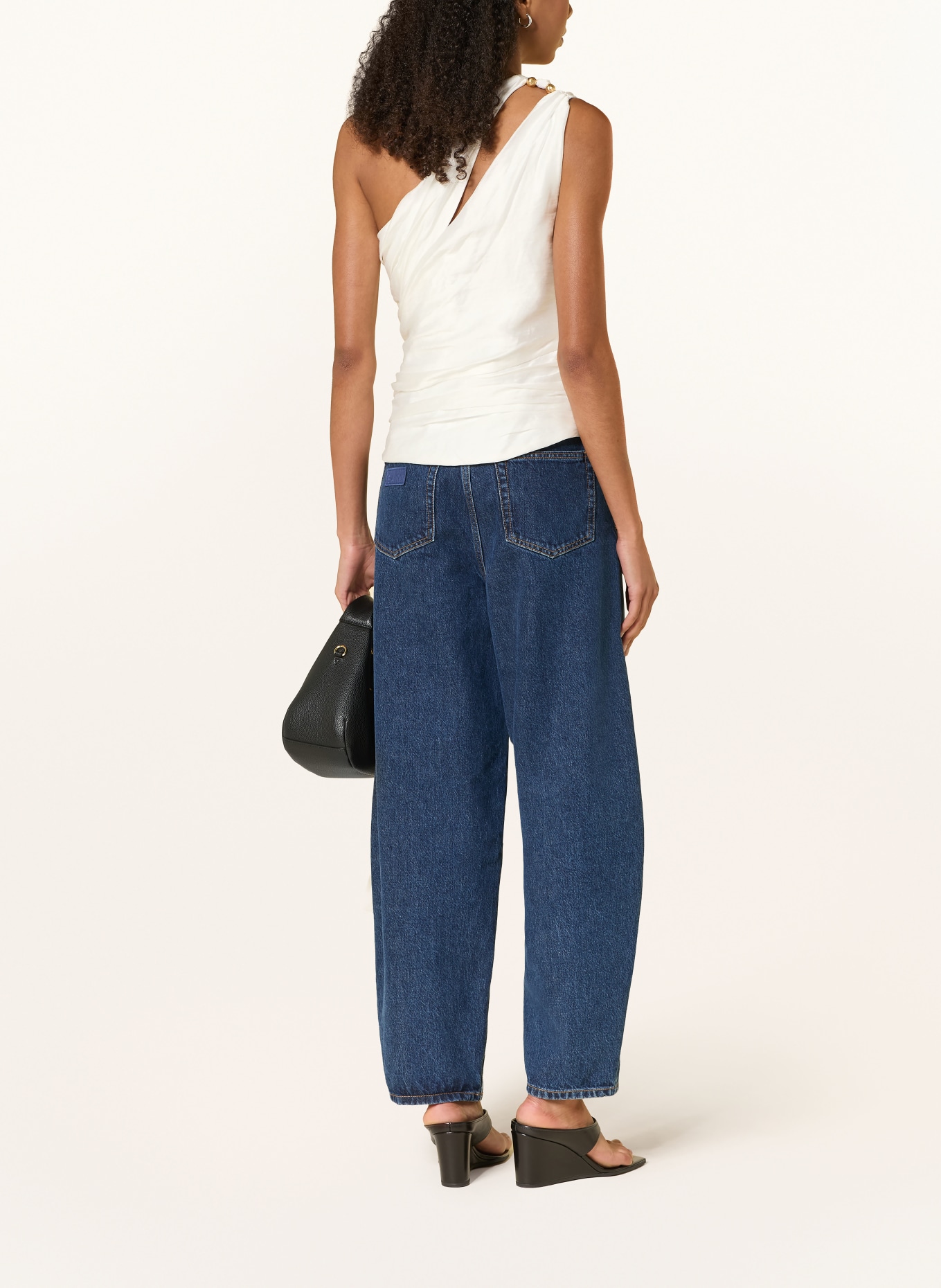 Aje. CAPTURE one-shoulder top with decorative beads: WHITE