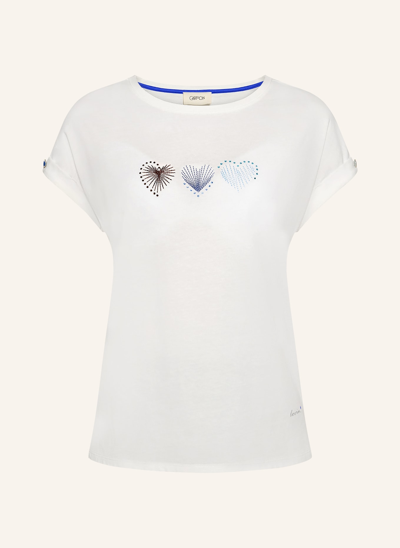 CARTOON Tricou cu pietre decorative: ALB / MARO ÎNCHIS / ALBASTRU DESCHIS